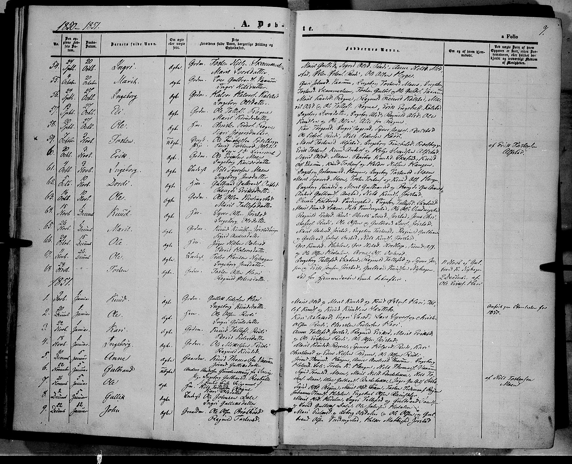 Øystre Slidre prestekontor, SAH/PREST-138/H/Ha/Haa/L0001: Parish register (official) no. 1, 1849-1874, p. 7