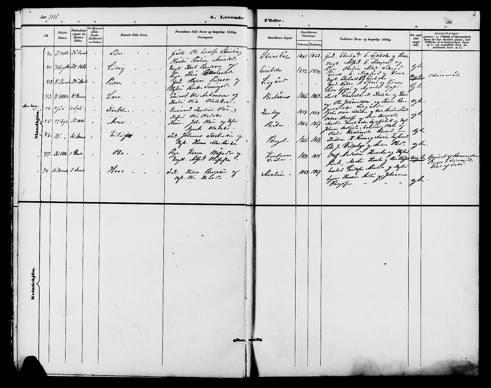 Hof prestekontor, SAH/PREST-038/H/Ha/Hab/L0001: Parish register (copy) no. 1, 1895-1914, p. 6