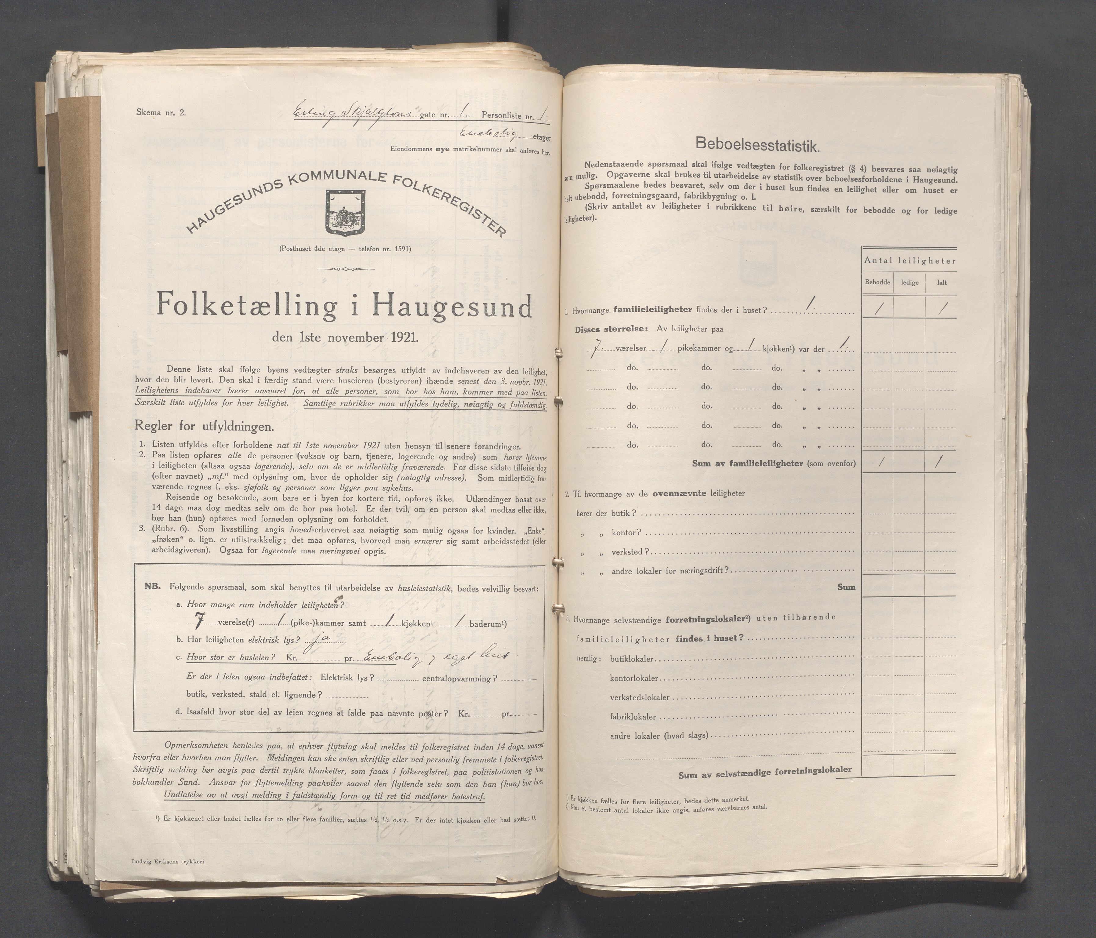 IKAR, Local census 1.11.1921 for Haugesund, 1921, p. 697