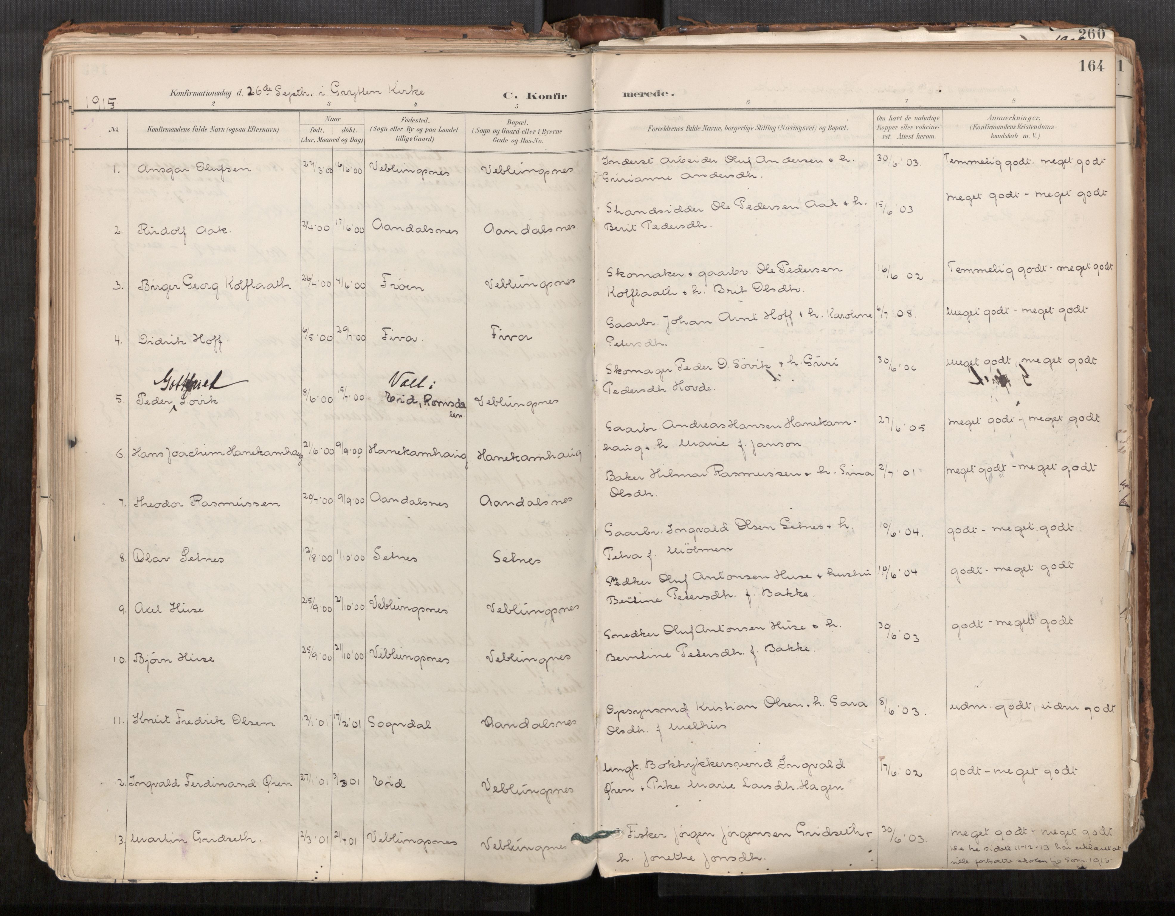 Ministerialprotokoller, klokkerbøker og fødselsregistre - Møre og Romsdal, SAT/A-1454/544/L0585: Parish register (official) no. 544A06, 1887-1924, p. 164