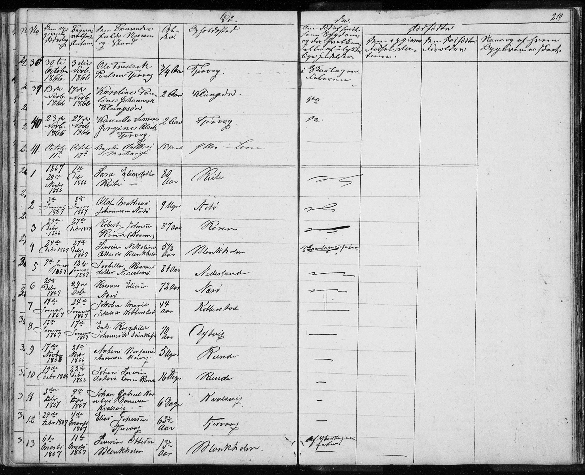 Ministerialprotokoller, klokkerbøker og fødselsregistre - Møre og Romsdal, AV/SAT-A-1454/507/L0079: Parish register (copy) no. 507C02, 1854-1877, p. 219