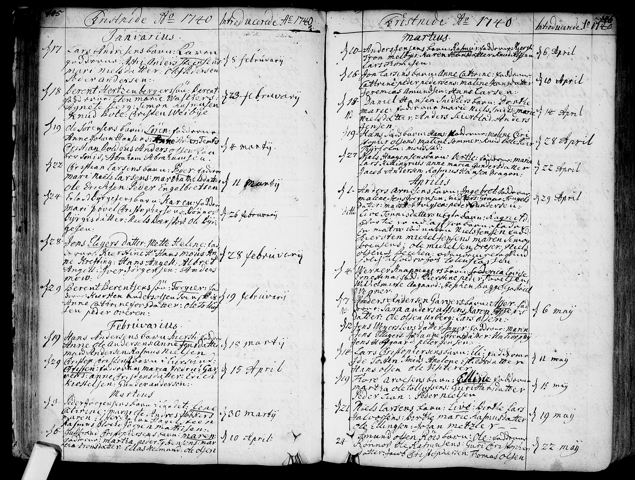 Bragernes kirkebøker, SAKO/A-6/F/Fa/L0004: Parish register (official) no. I 4, 1734-1759, p. 145-146