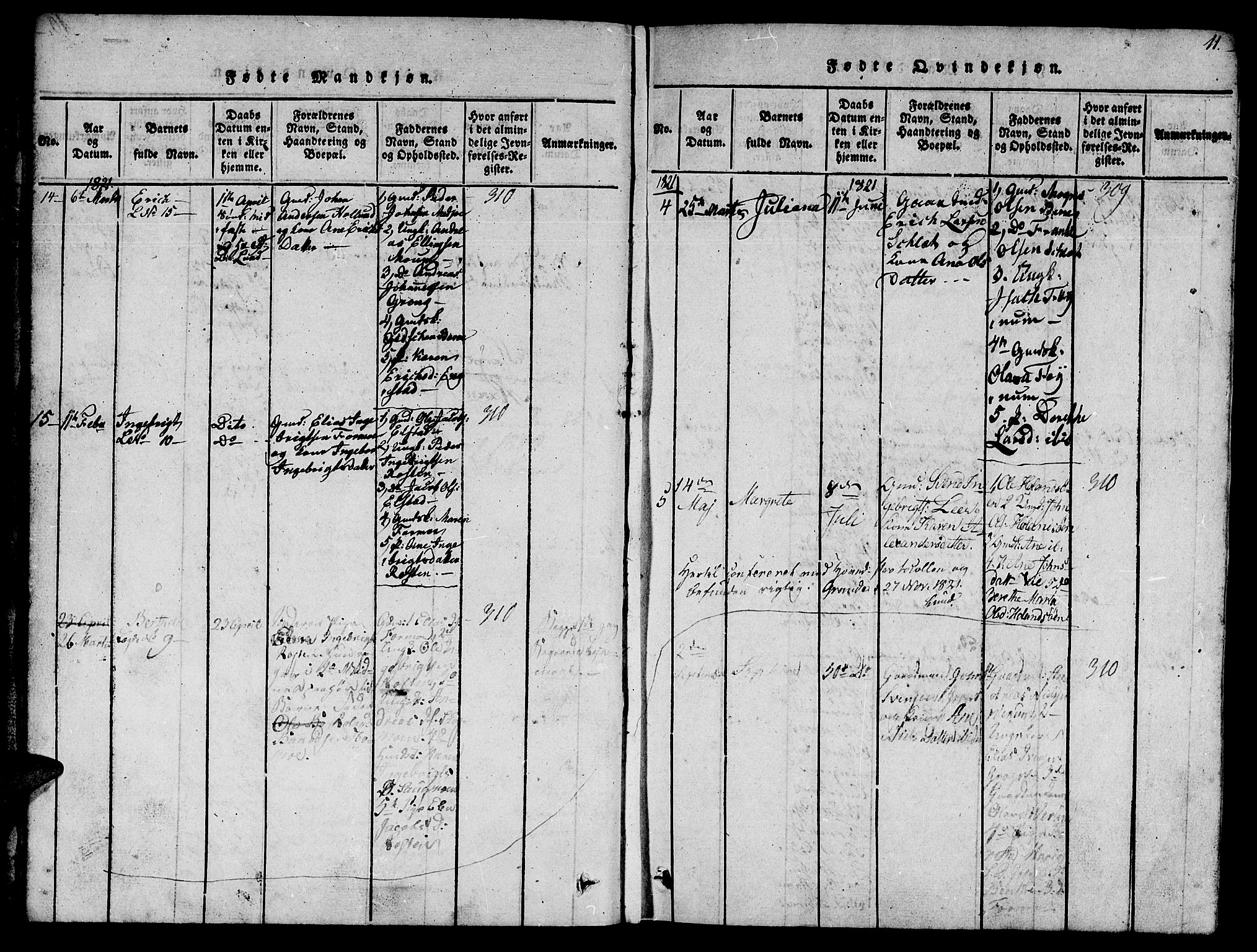 Ministerialprotokoller, klokkerbøker og fødselsregistre - Nord-Trøndelag, SAT/A-1458/758/L0521: Parish register (copy) no. 758C01, 1816-1825, p. 11