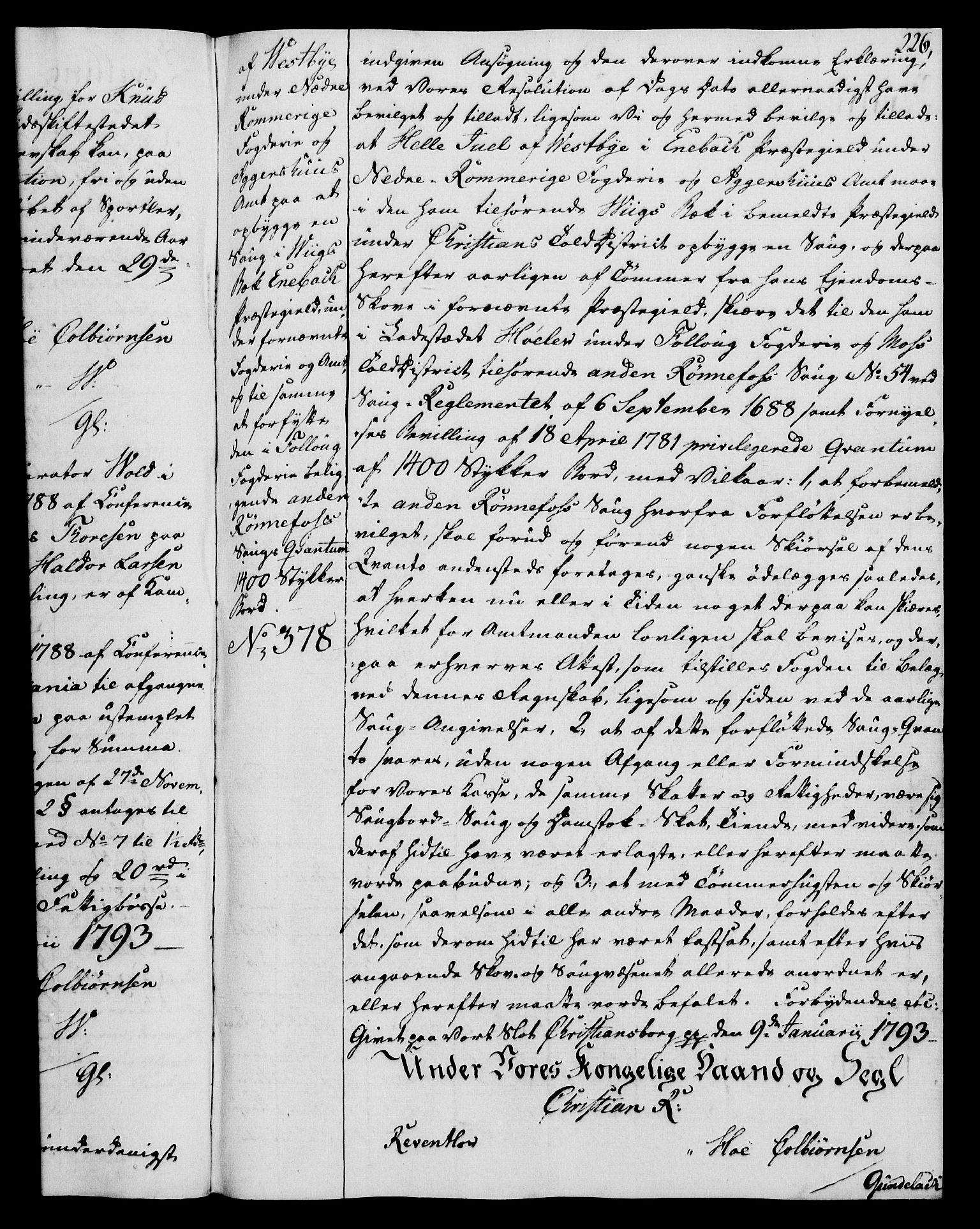 Rentekammeret, Kammerkanselliet, RA/EA-3111/G/Gg/Gga/L0015: Norsk ekspedisjonsprotokoll med register (merket RK 53.15), 1790-1791, p. 226