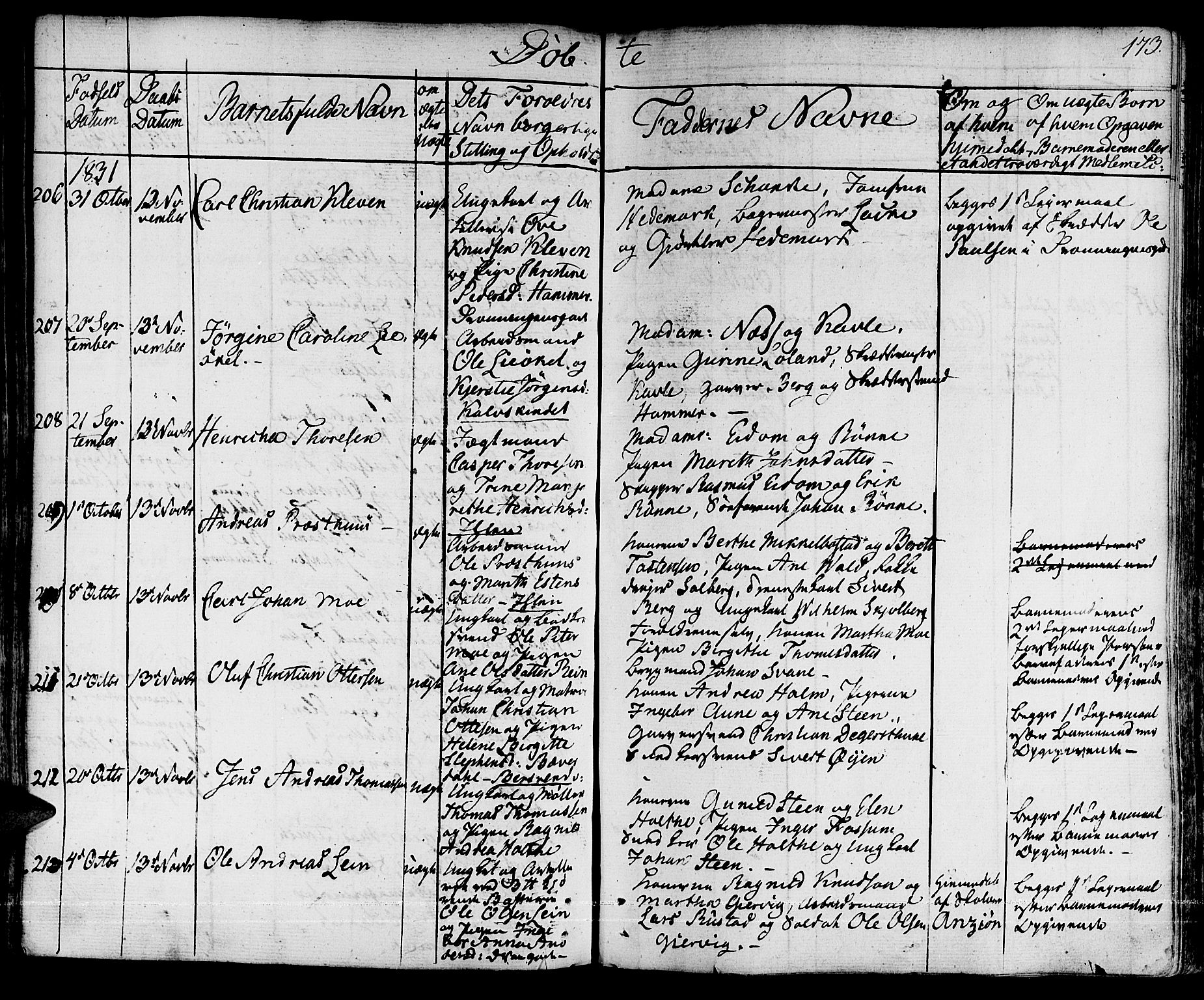 Ministerialprotokoller, klokkerbøker og fødselsregistre - Sør-Trøndelag, SAT/A-1456/601/L0045: Parish register (official) no. 601A13, 1821-1831, p. 173