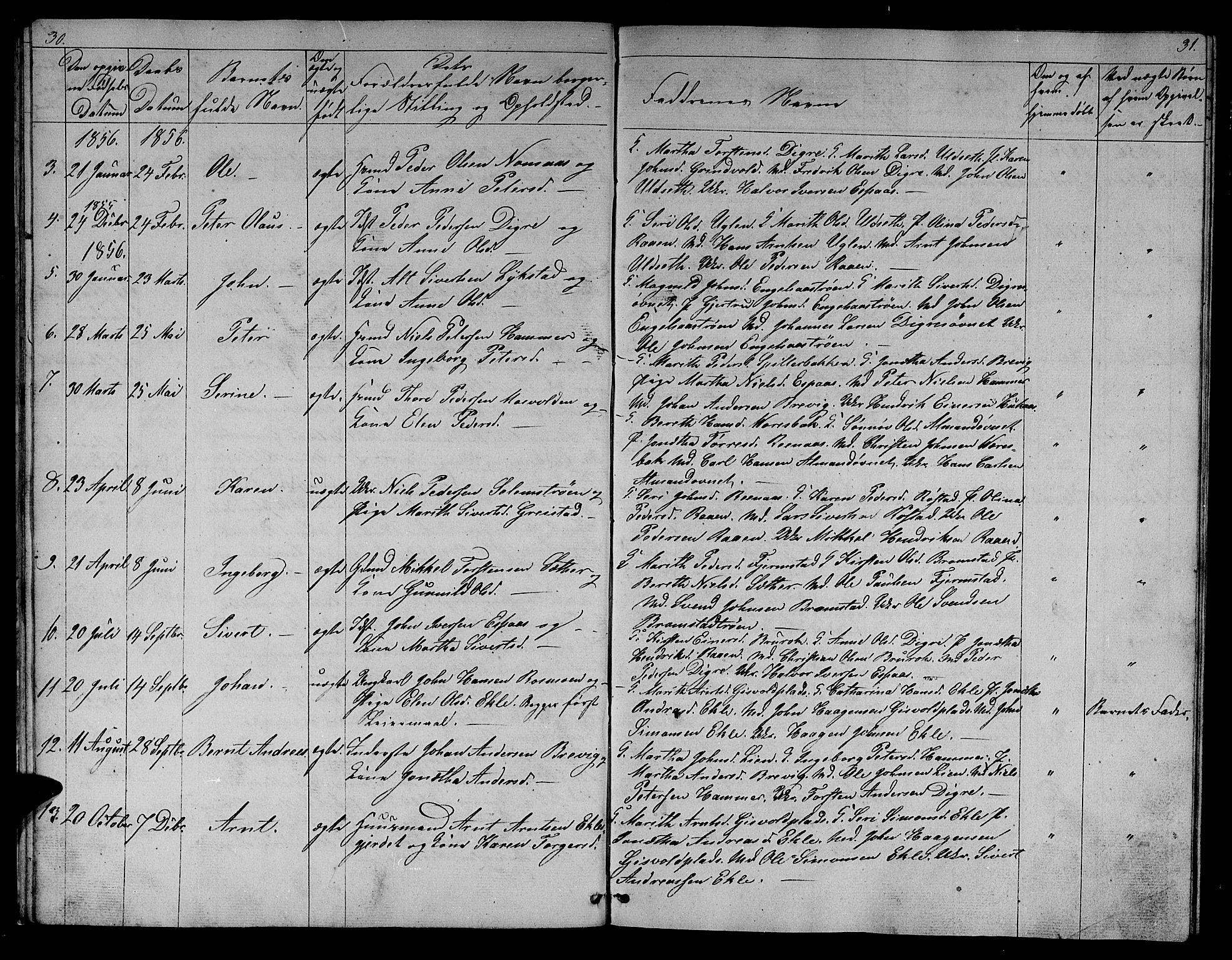 Ministerialprotokoller, klokkerbøker og fødselsregistre - Sør-Trøndelag, SAT/A-1456/608/L0339: Parish register (copy) no. 608C05, 1844-1863, p. 30-31