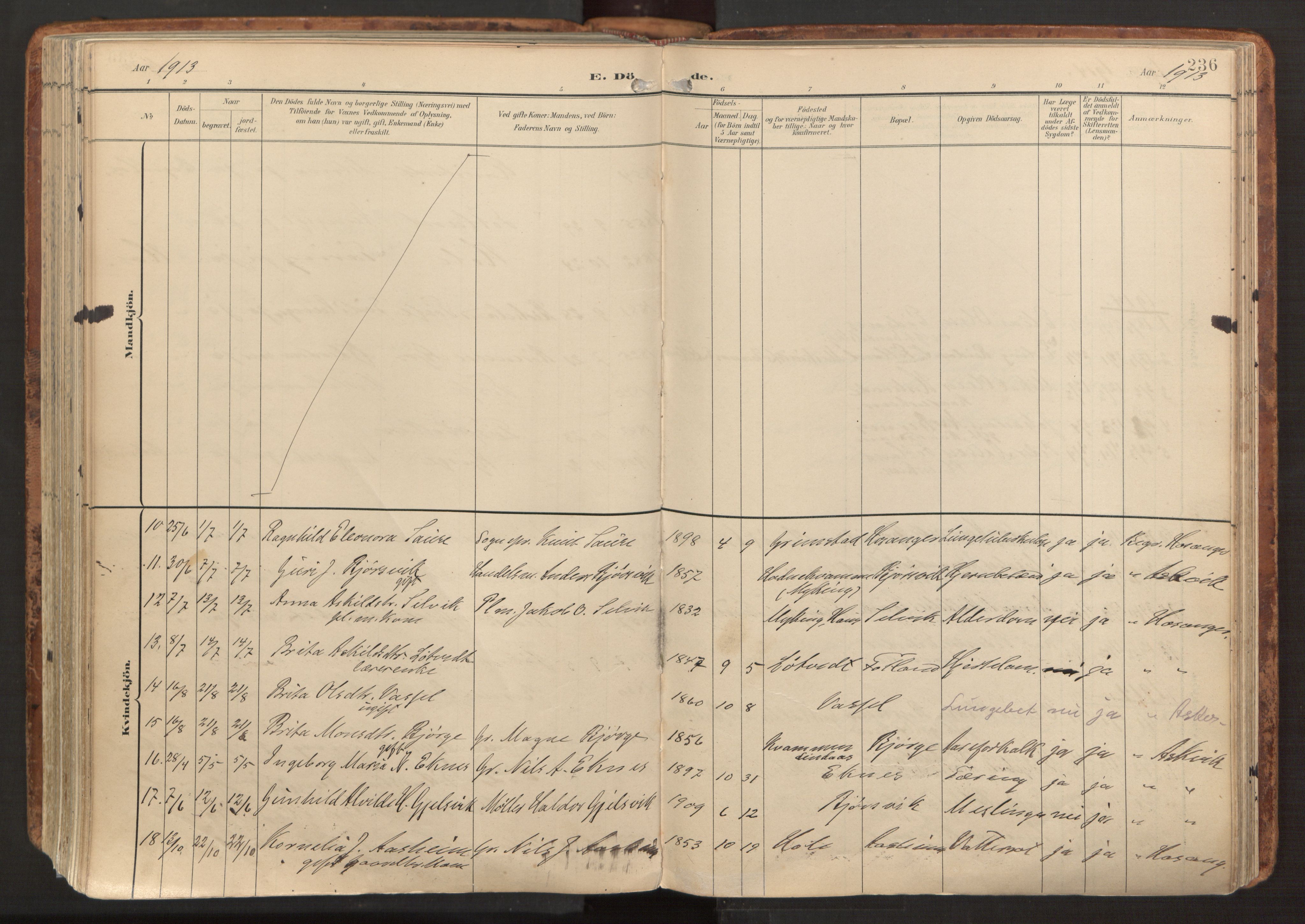 Hosanger sokneprestembete, AV/SAB-A-75801/H/Haa: Parish register (official) no. B 2, 1897-1923, p. 236