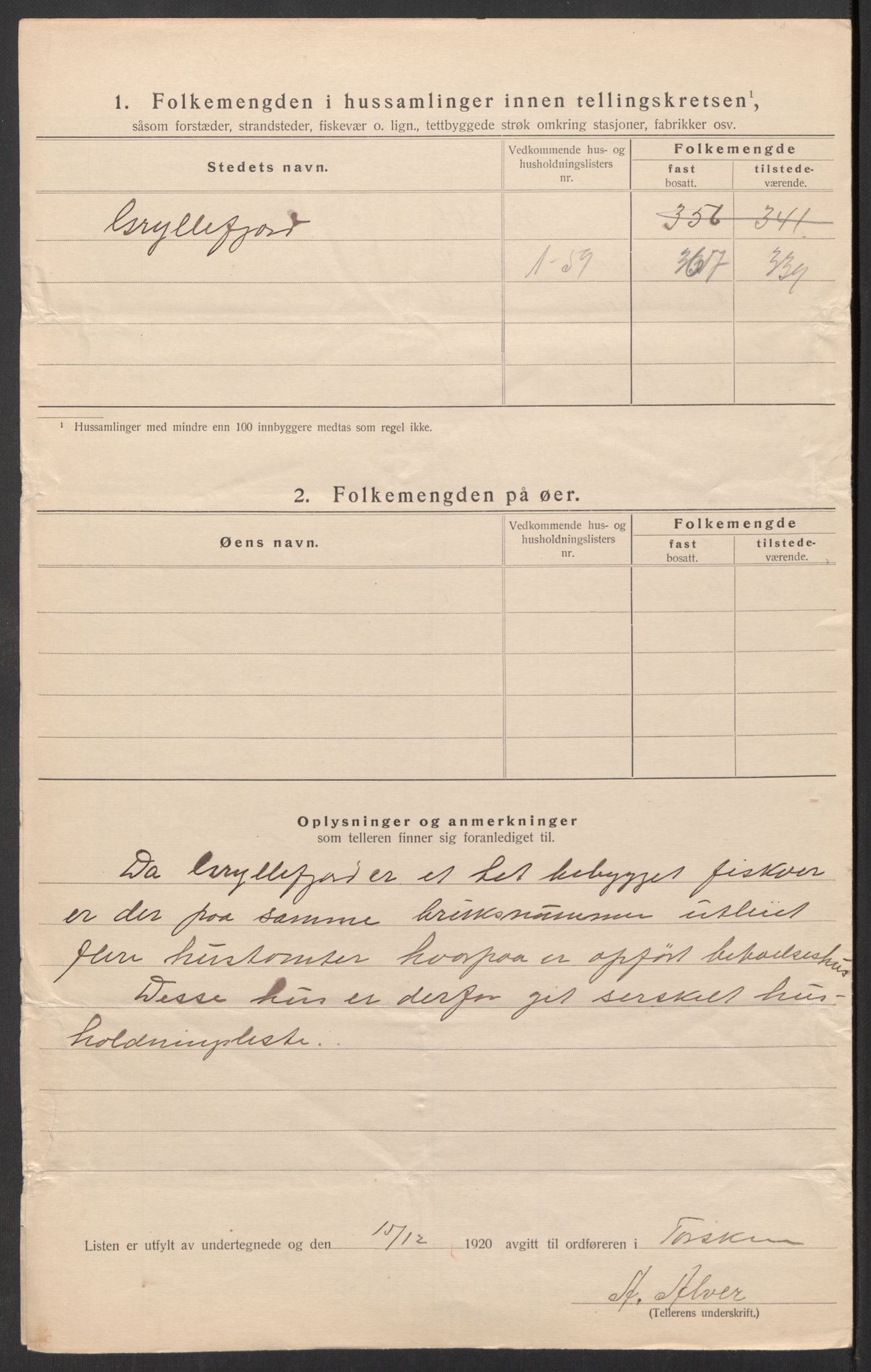 SATØ, 1920 census for Torsken, 1920, p. 15