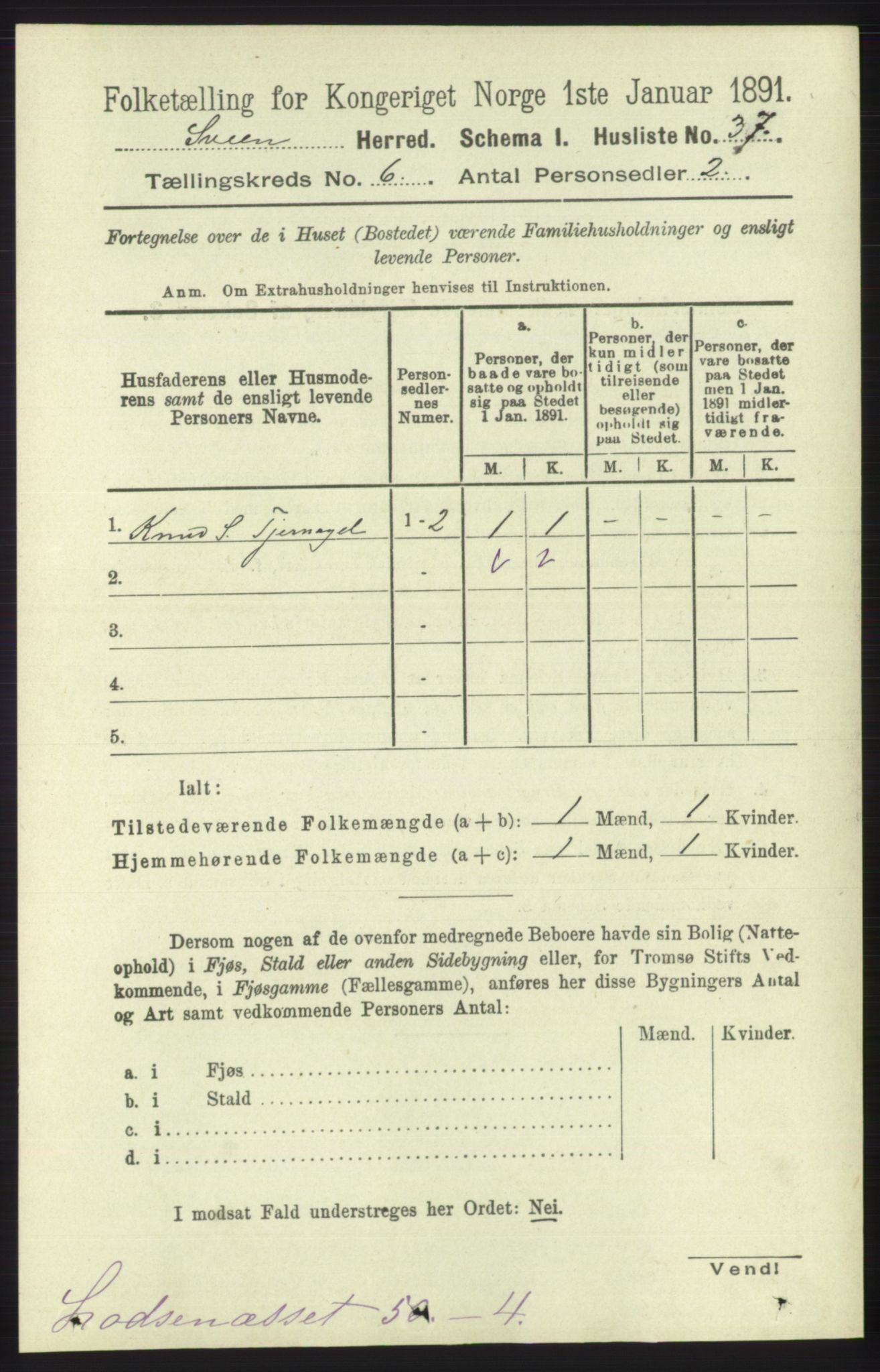 RA, 1891 census for 1216 Sveio, 1891, p. 1711