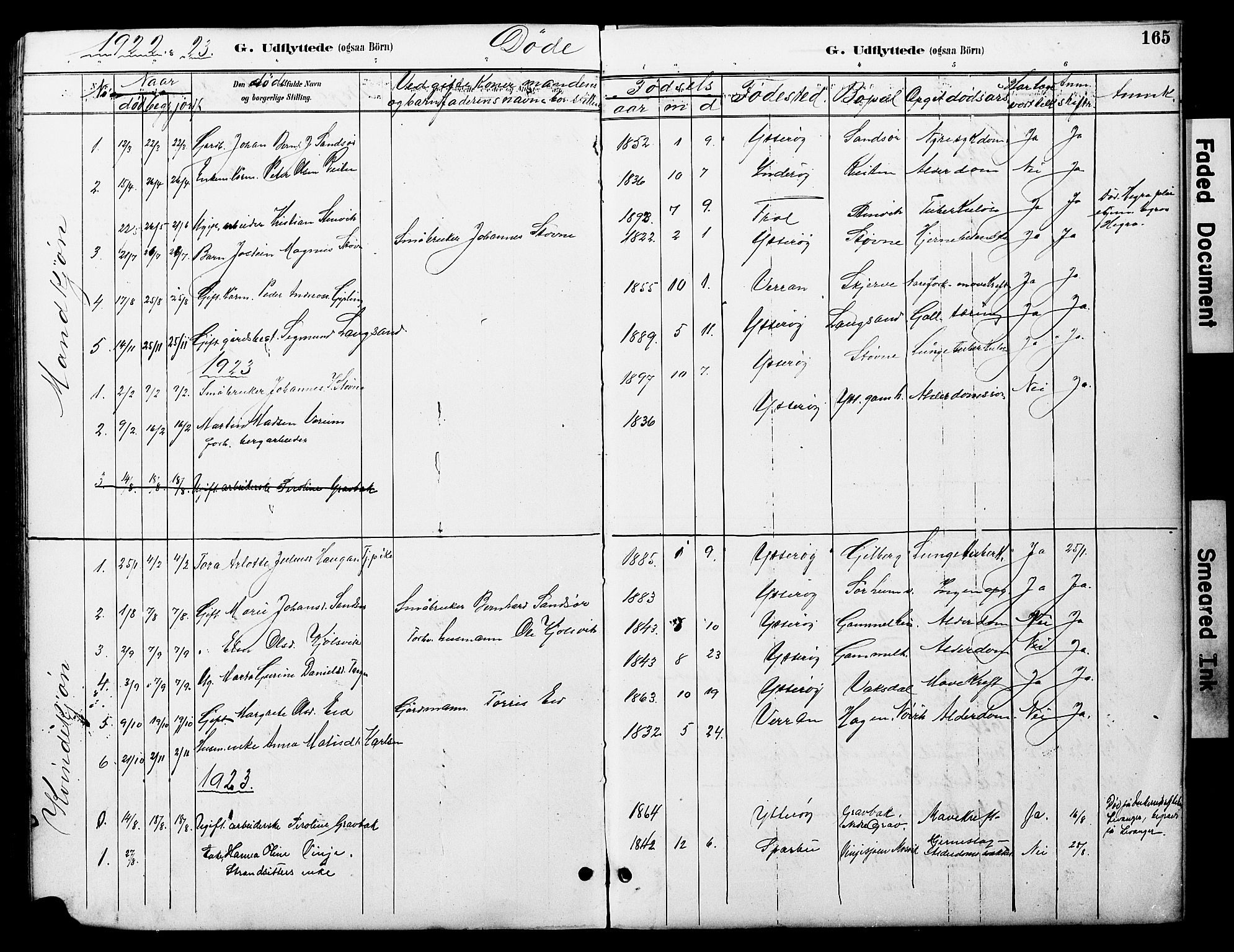 Ministerialprotokoller, klokkerbøker og fødselsregistre - Nord-Trøndelag, SAT/A-1458/722/L0226: Parish register (copy) no. 722C02, 1889-1927, p. 165