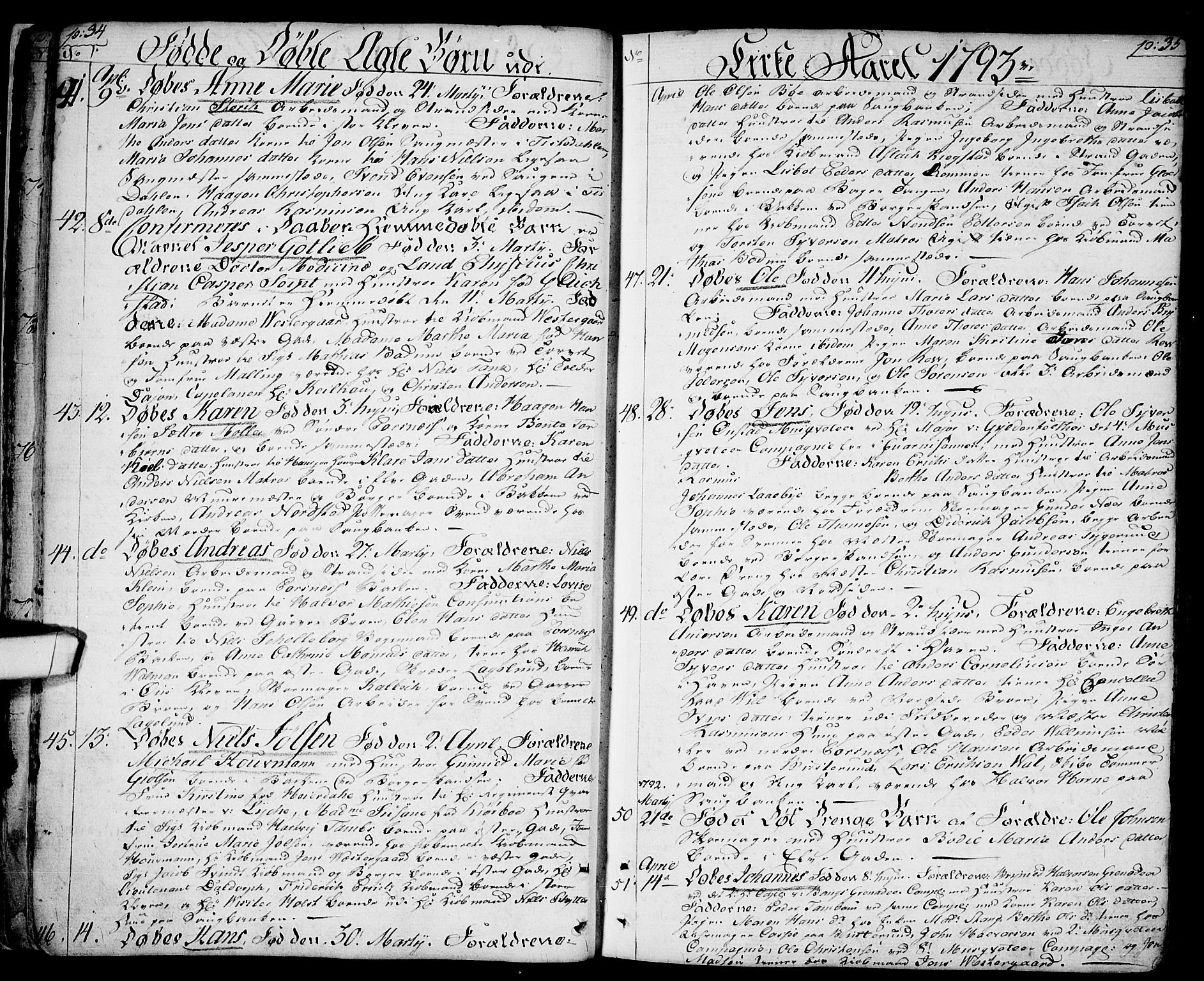 Halden prestekontor Kirkebøker, SAO/A-10909/F/Fa/L0002: Parish register (official) no. I 2, 1792-1812, p. 34-35
