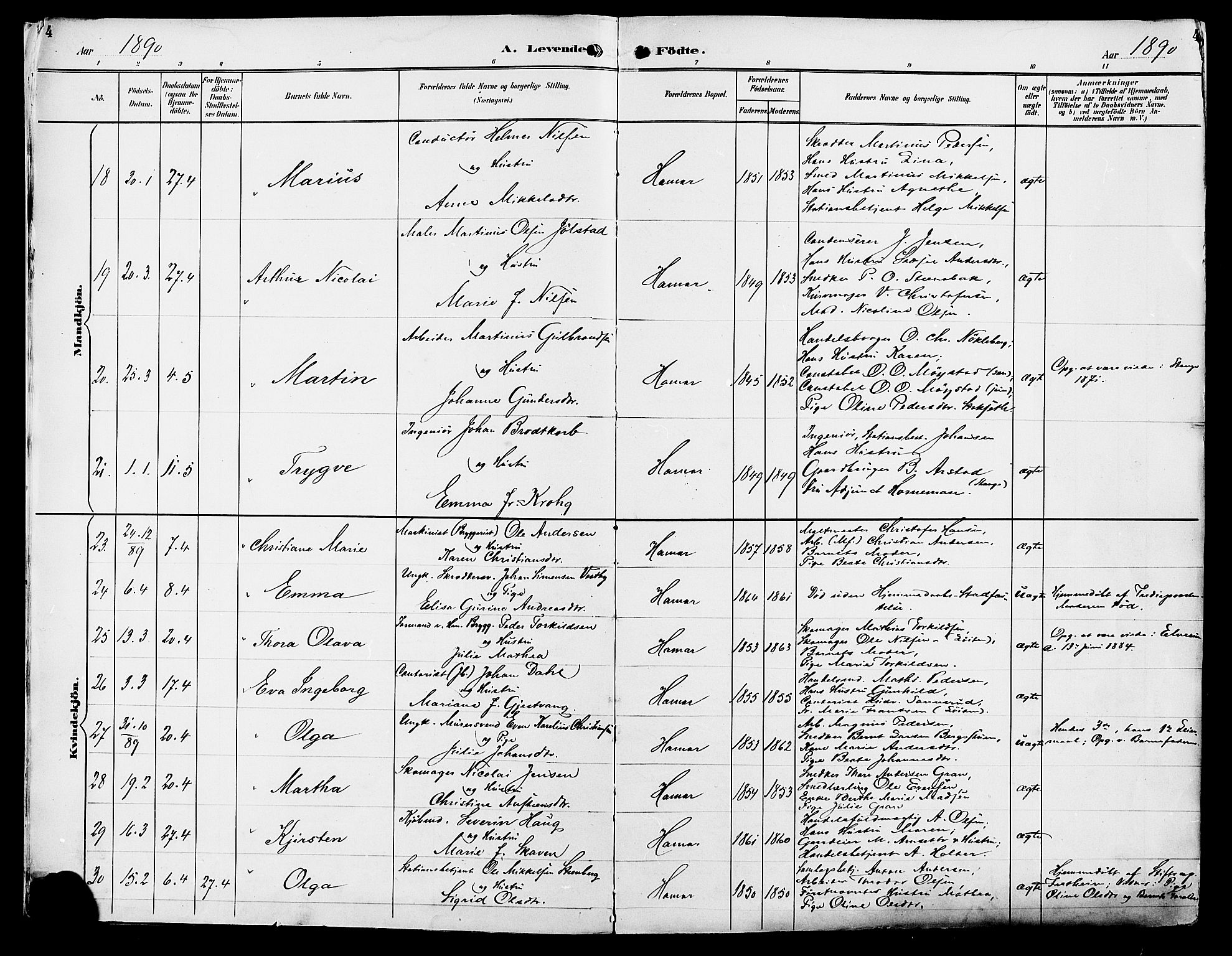Vang prestekontor, Hedmark, AV/SAH-PREST-008/H/Ha/Haa/L0017: Parish register (official) no. 17, 1890-1899, p. 4