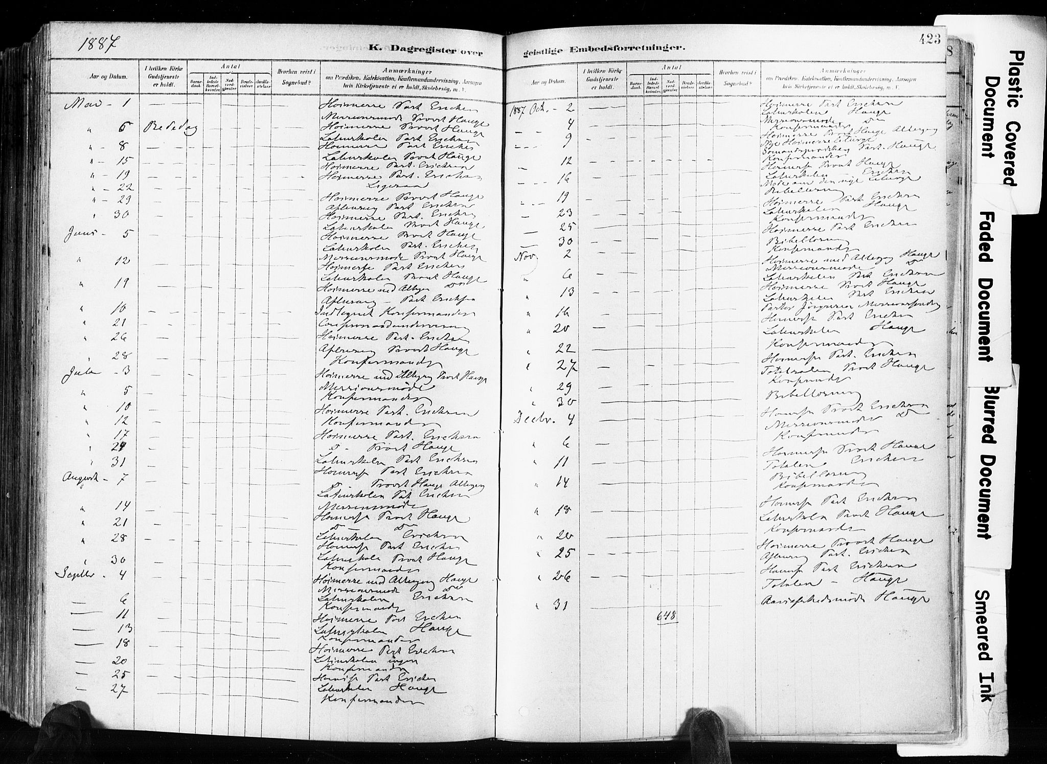 Skien kirkebøker, SAKO/A-302/F/Fa/L0009: Parish register (official) no. 9, 1878-1890, p. 423