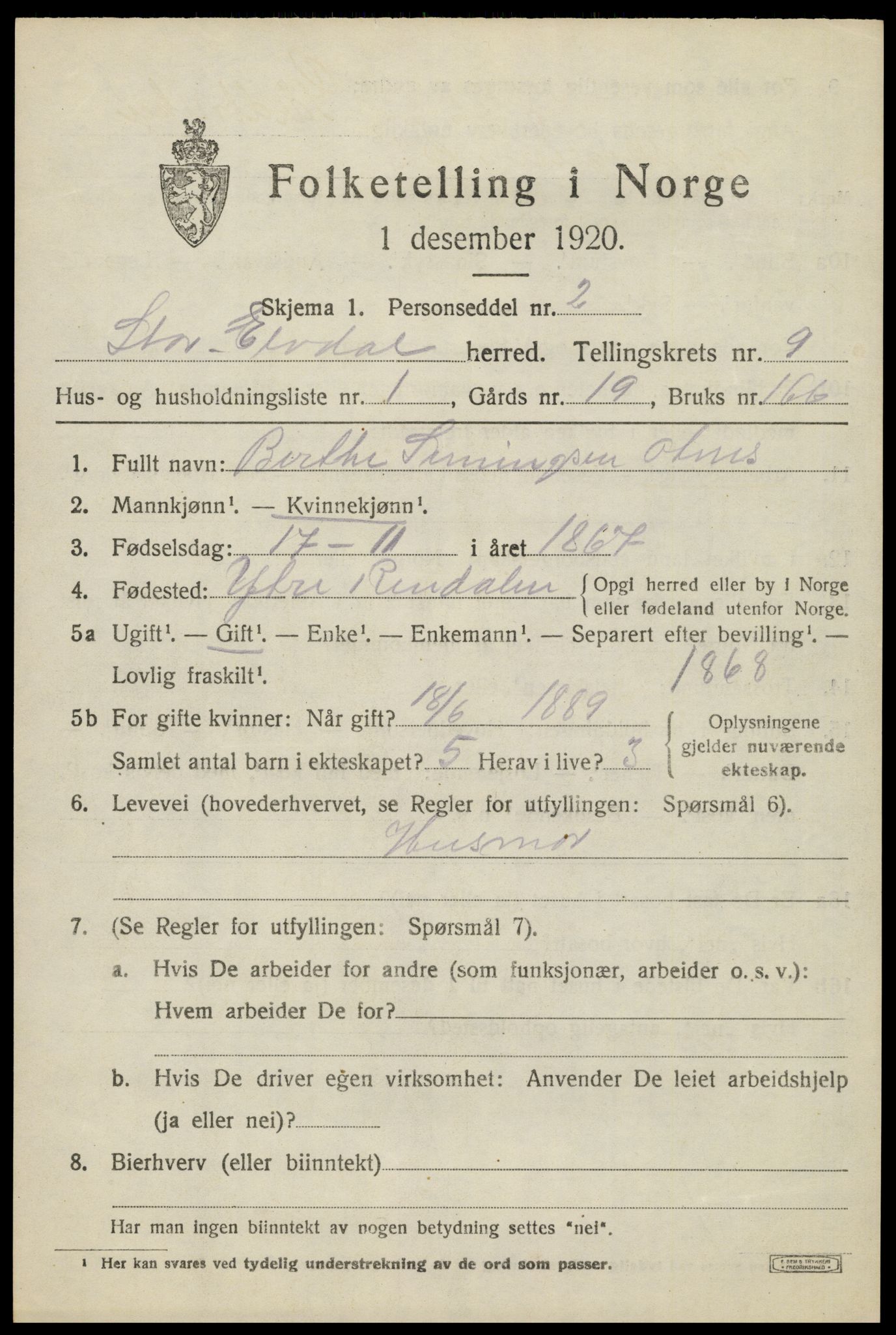 SAH, 1920 census for Stor-Elvdal, 1920, p. 8446