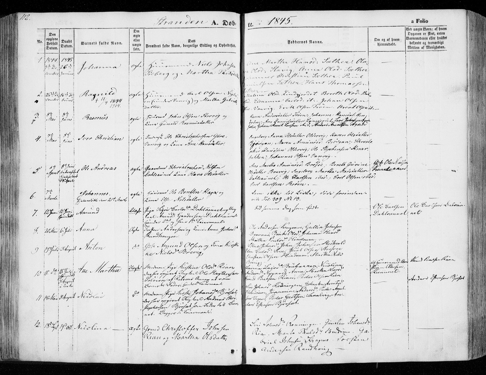 Ministerialprotokoller, klokkerbøker og fødselsregistre - Nord-Trøndelag, SAT/A-1458/701/L0007: Parish register (official) no. 701A07 /2, 1842-1854, p. 112