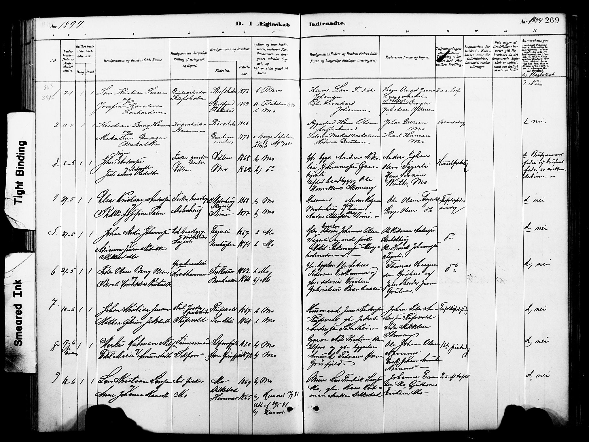 Ministerialprotokoller, klokkerbøker og fødselsregistre - Nordland, SAT/A-1459/827/L0421: Parish register (copy) no. 827C10, 1887-1906, p. 269