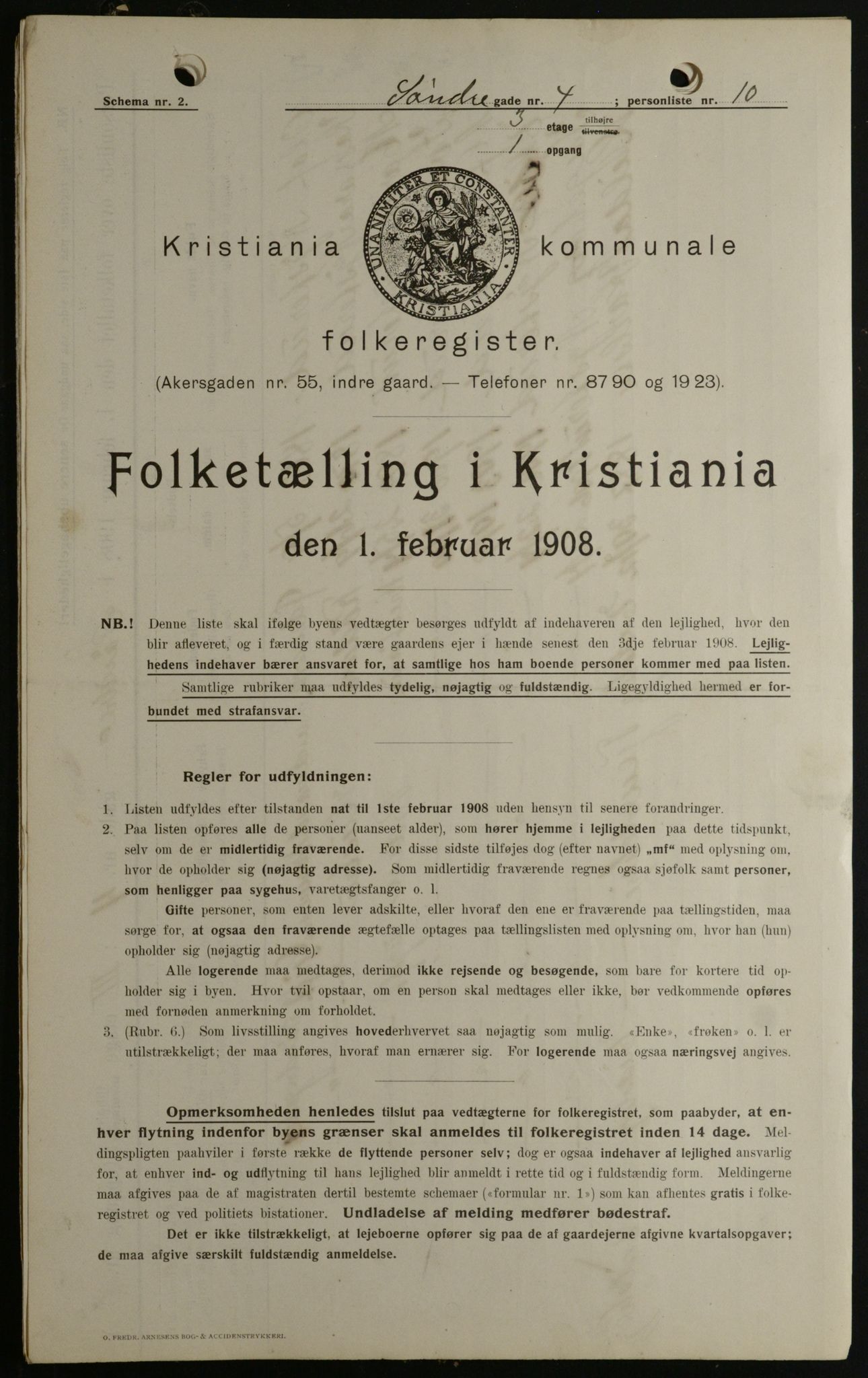 OBA, Municipal Census 1908 for Kristiania, 1908, p. 95567
