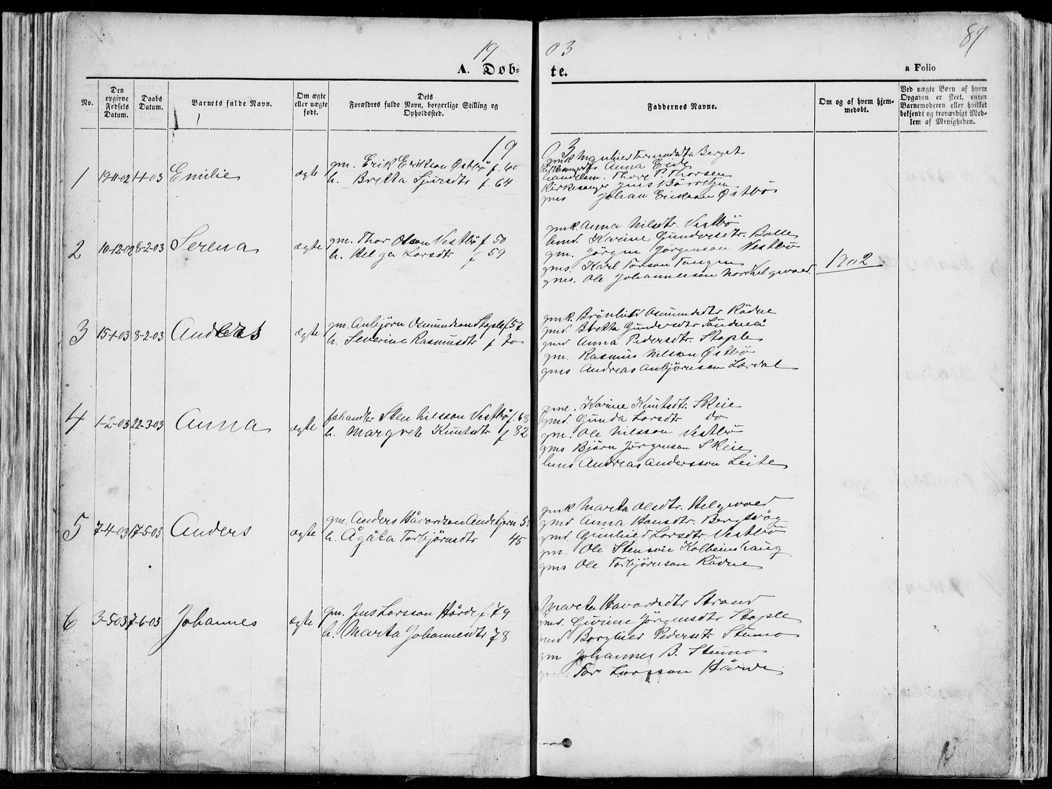 Vikedal sokneprestkontor, SAST/A-101840/01/V: Parish register (copy) no. B 10, 1864-1926, p. 87