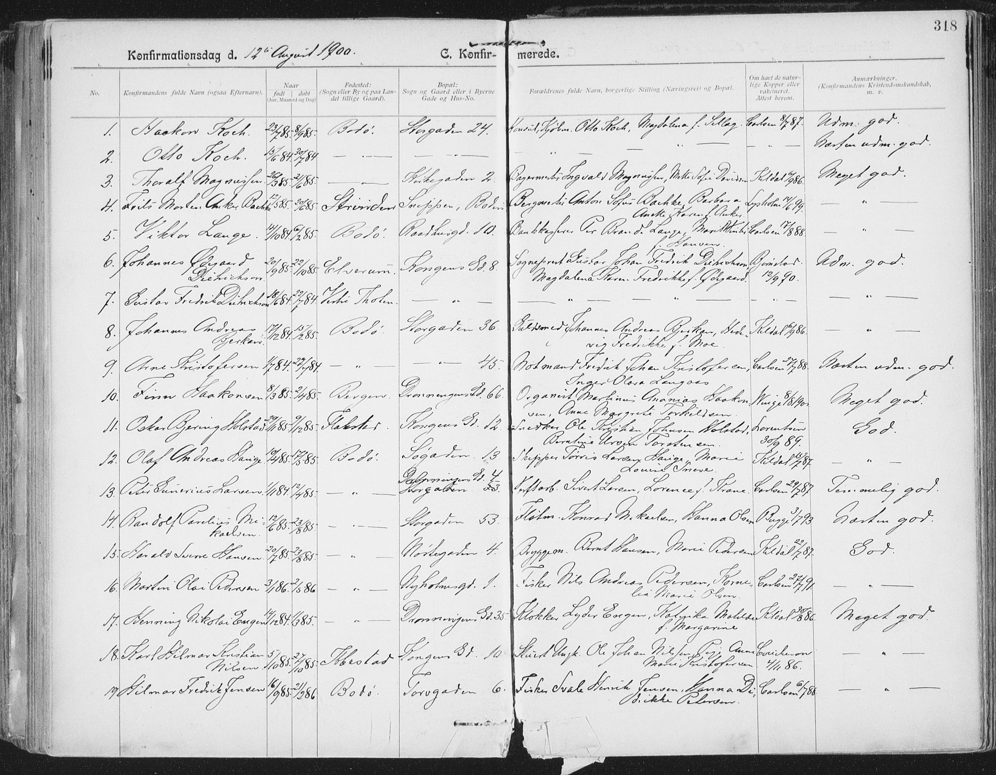 Ministerialprotokoller, klokkerbøker og fødselsregistre - Nordland, SAT/A-1459/801/L0011: Parish register (official) no. 801A11, 1900-1916, p. 318
