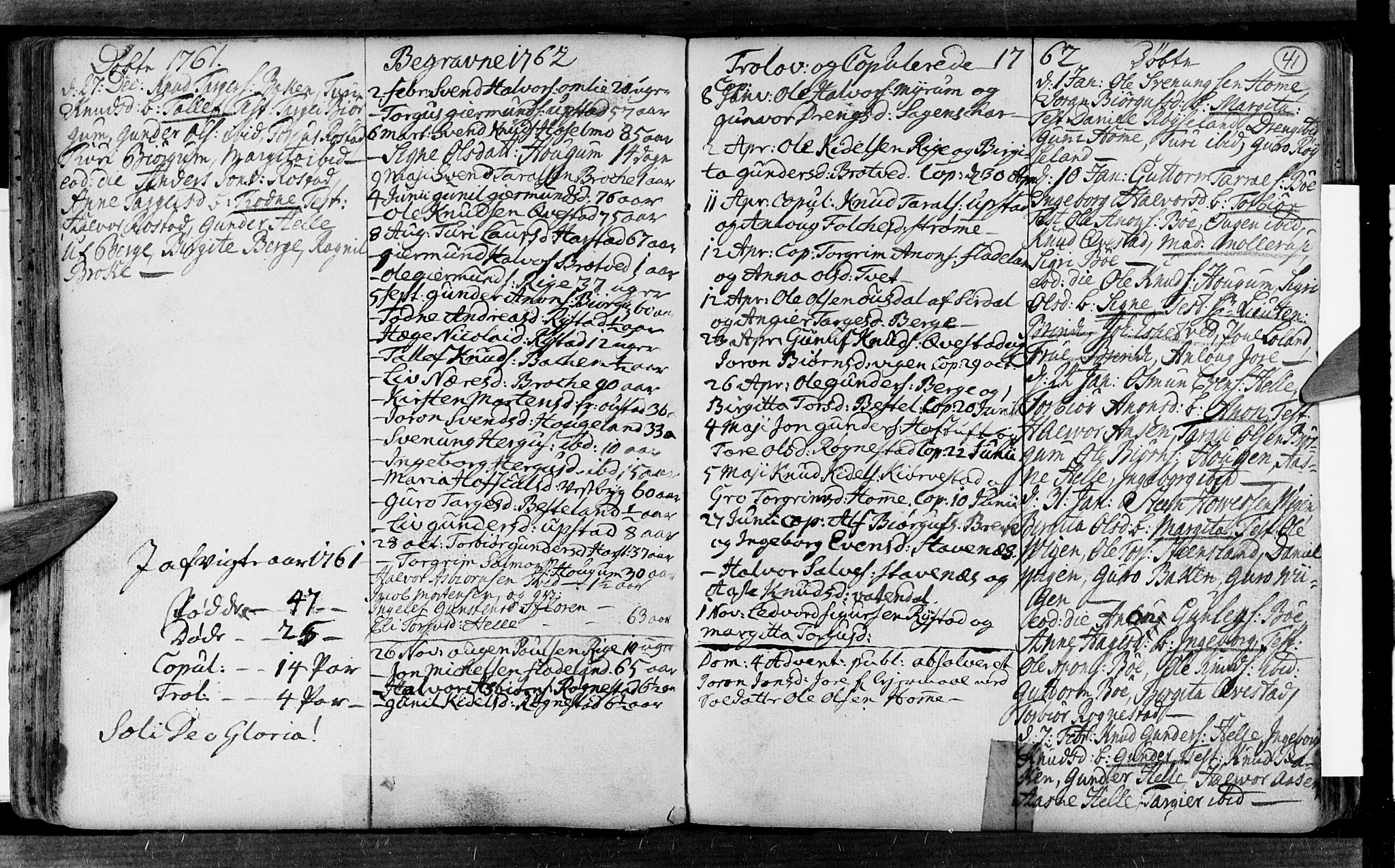 Valle sokneprestkontor, SAK/1111-0044/F/Fa/Fac/L0002: Parish register (official) no. A 2, 1745-1776, p. 41