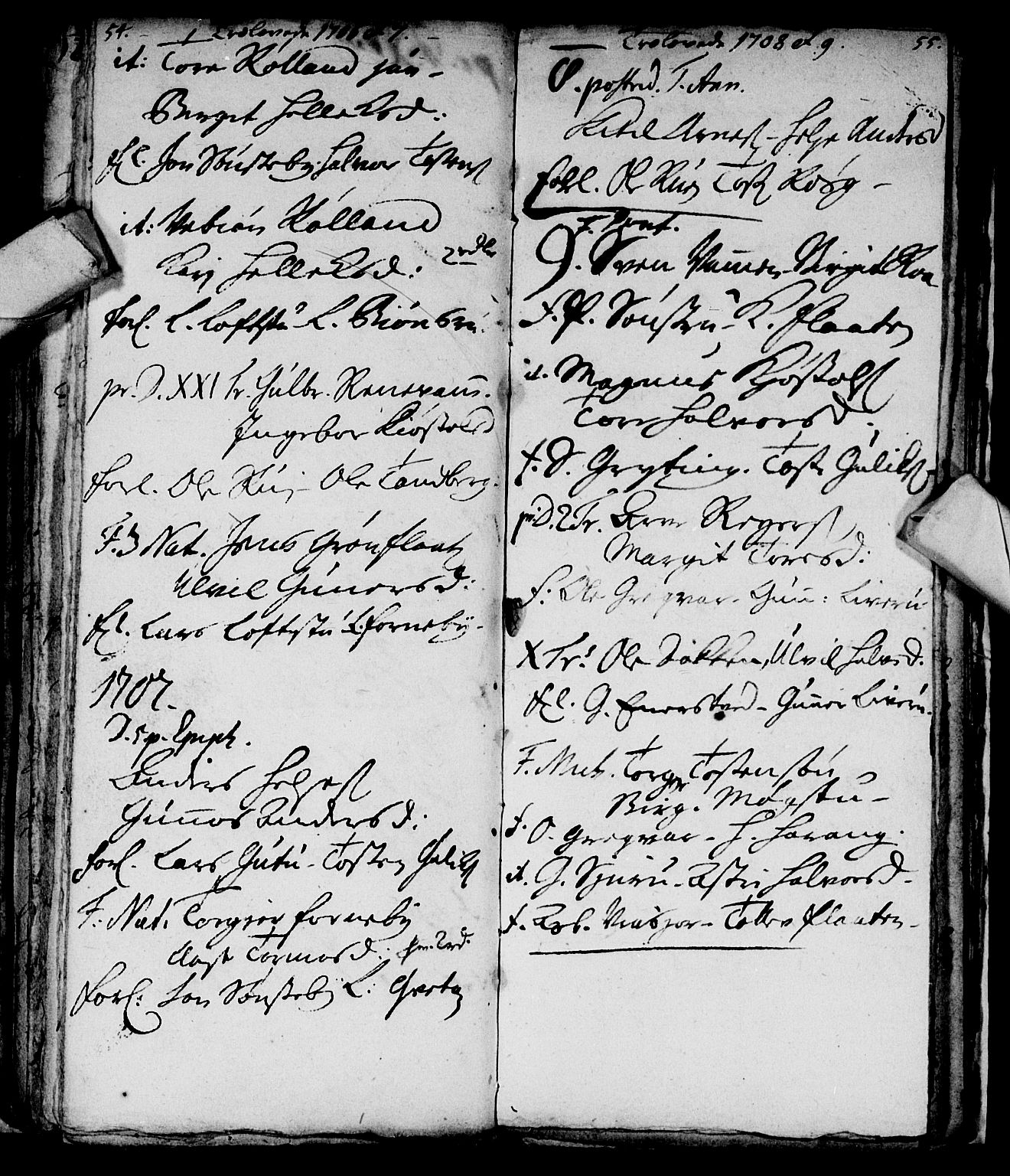 Nore kirkebøker, SAKO/A-238/F/Fc/L0001: Parish register (official) no. III 1, 1696-1714, p. 54-55