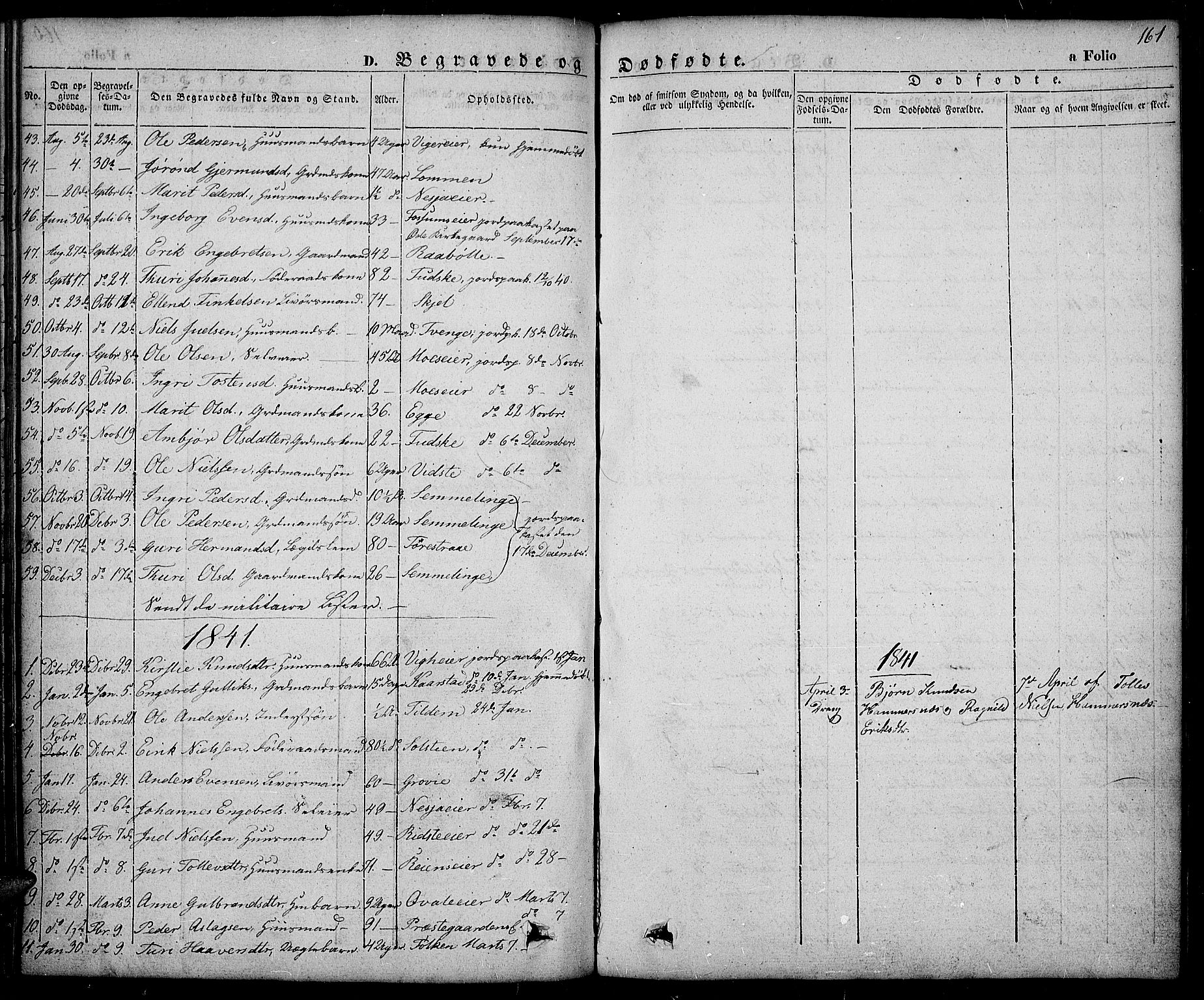 Slidre prestekontor, AV/SAH-PREST-134/H/Ha/Haa/L0003: Parish register (official) no. 3, 1831-1843, p. 161