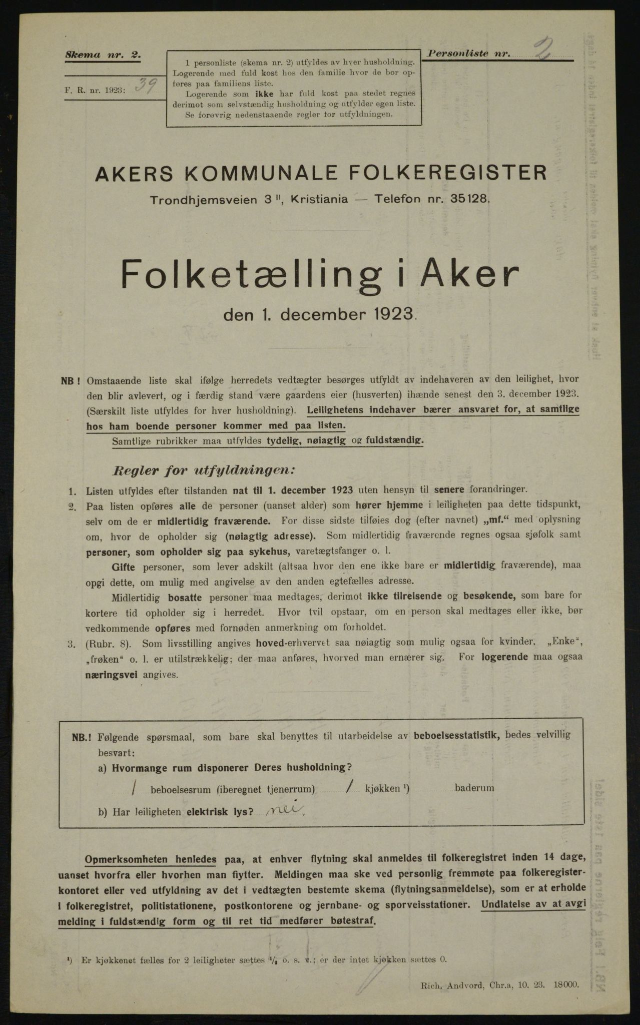 , Municipal Census 1923 for Aker, 1923, p. 22476