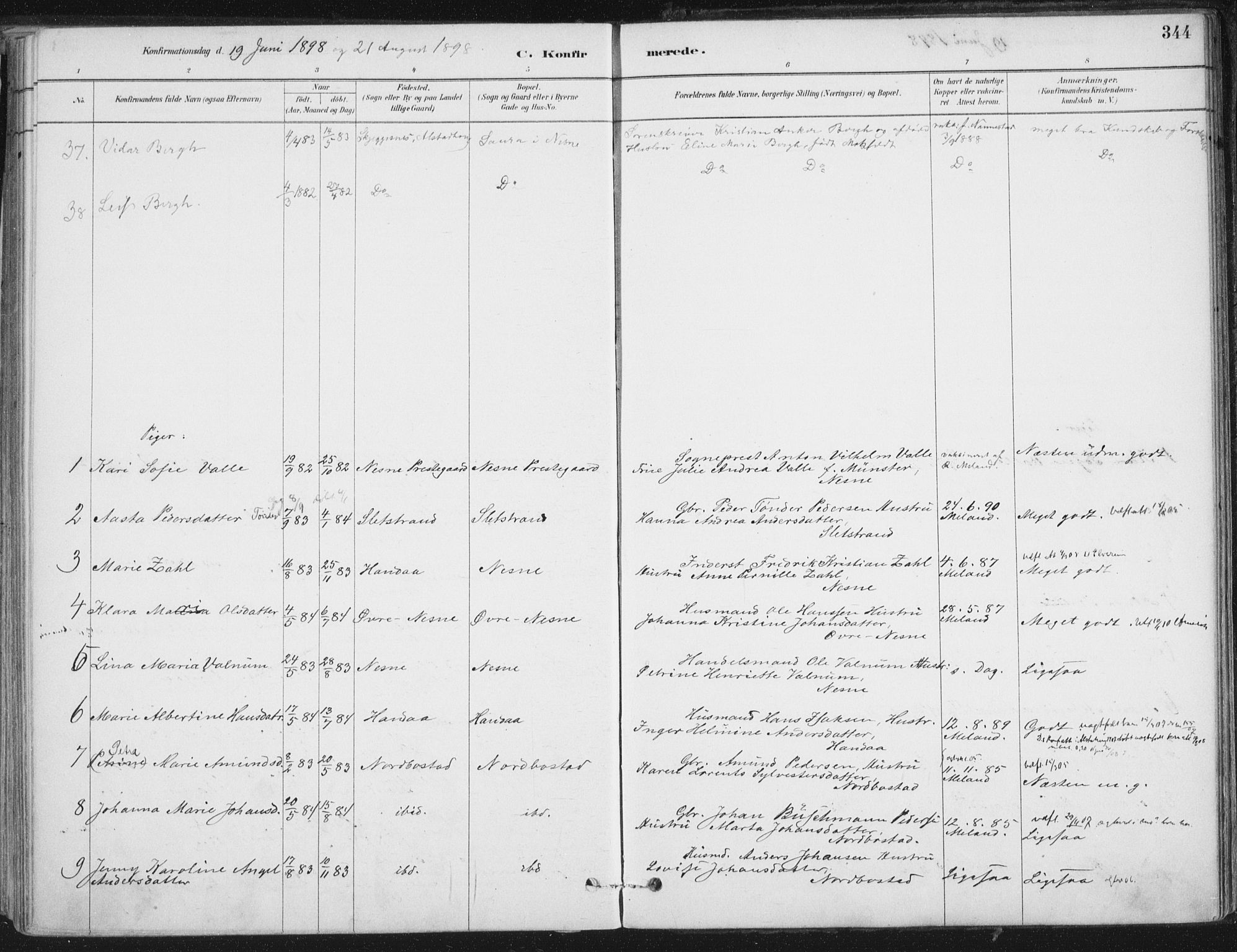 Ministerialprotokoller, klokkerbøker og fødselsregistre - Nordland, AV/SAT-A-1459/838/L0552: Parish register (official) no. 838A10, 1880-1910, p. 344