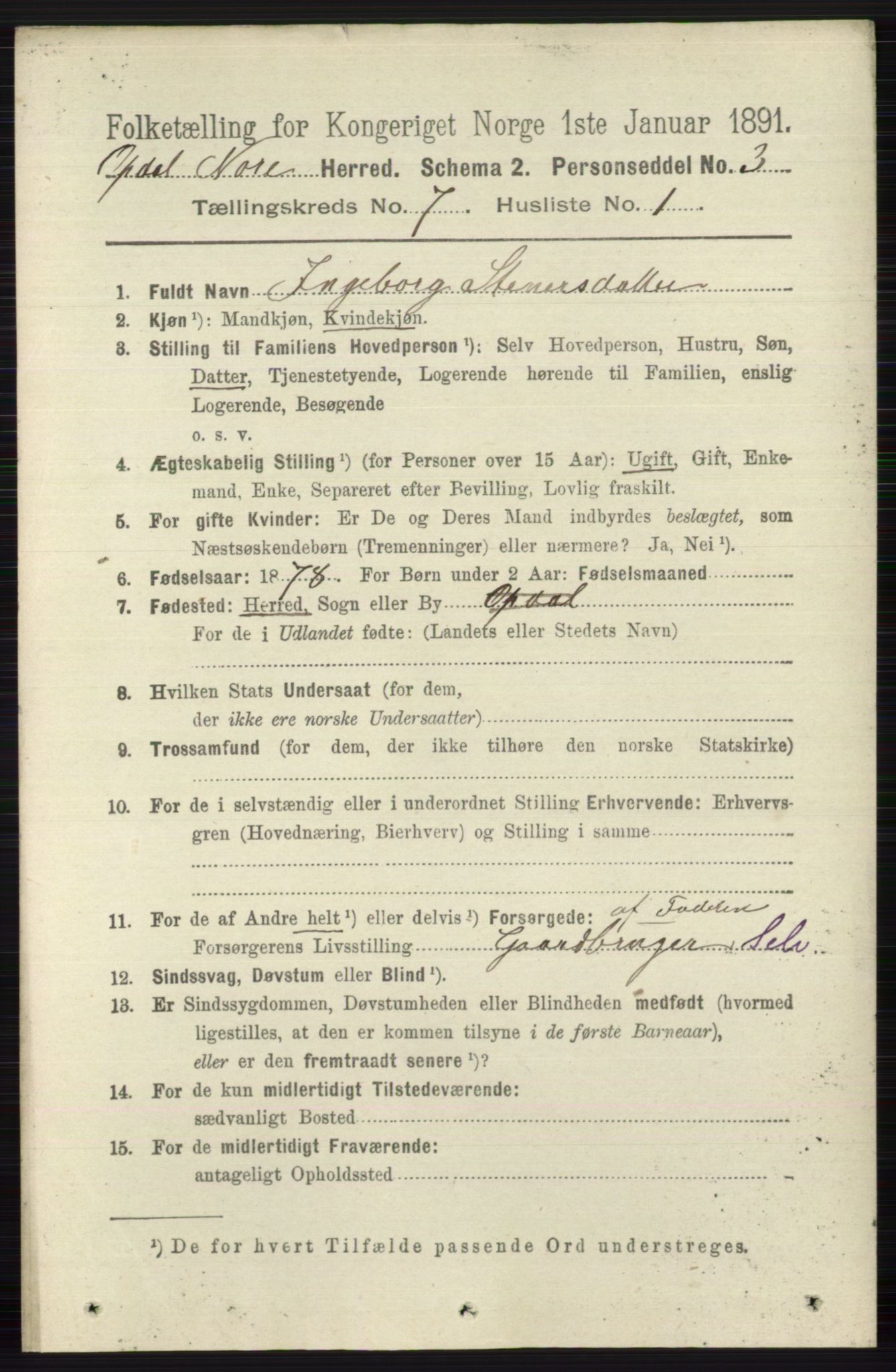 RA, 1891 census for 0633 Nore, 1891, p. 2608