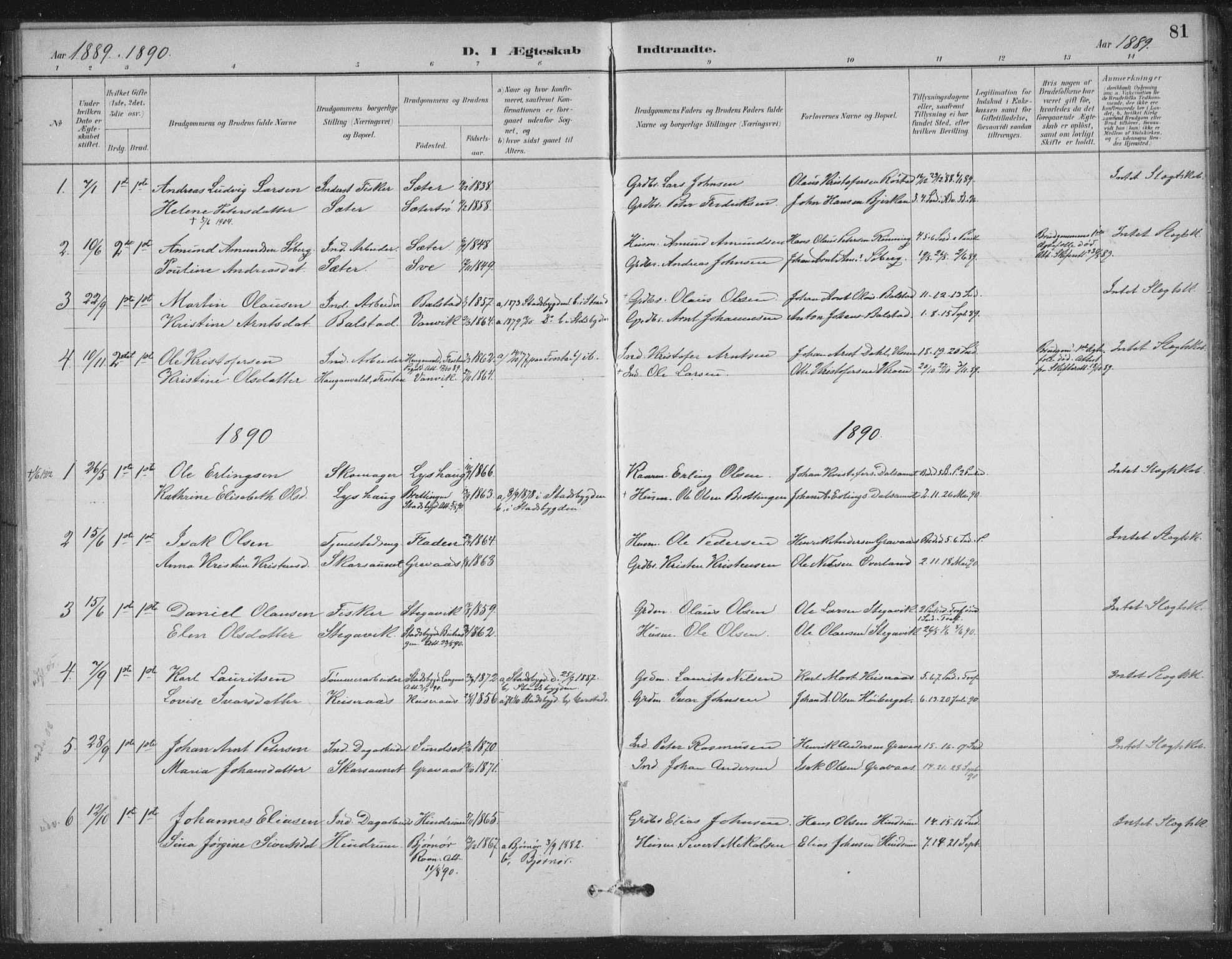 Ministerialprotokoller, klokkerbøker og fødselsregistre - Nord-Trøndelag, SAT/A-1458/702/L0023: Parish register (official) no. 702A01, 1883-1897, p. 81