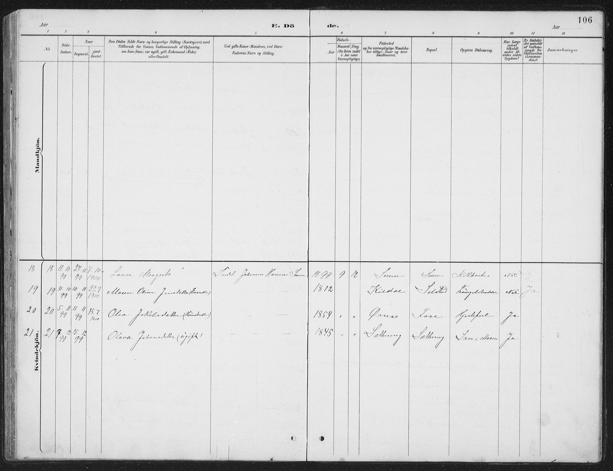 Ministerialprotokoller, klokkerbøker og fødselsregistre - Nordland, AV/SAT-A-1459/843/L0638: Parish register (copy) no. 843C07, 1888-1907, p. 106