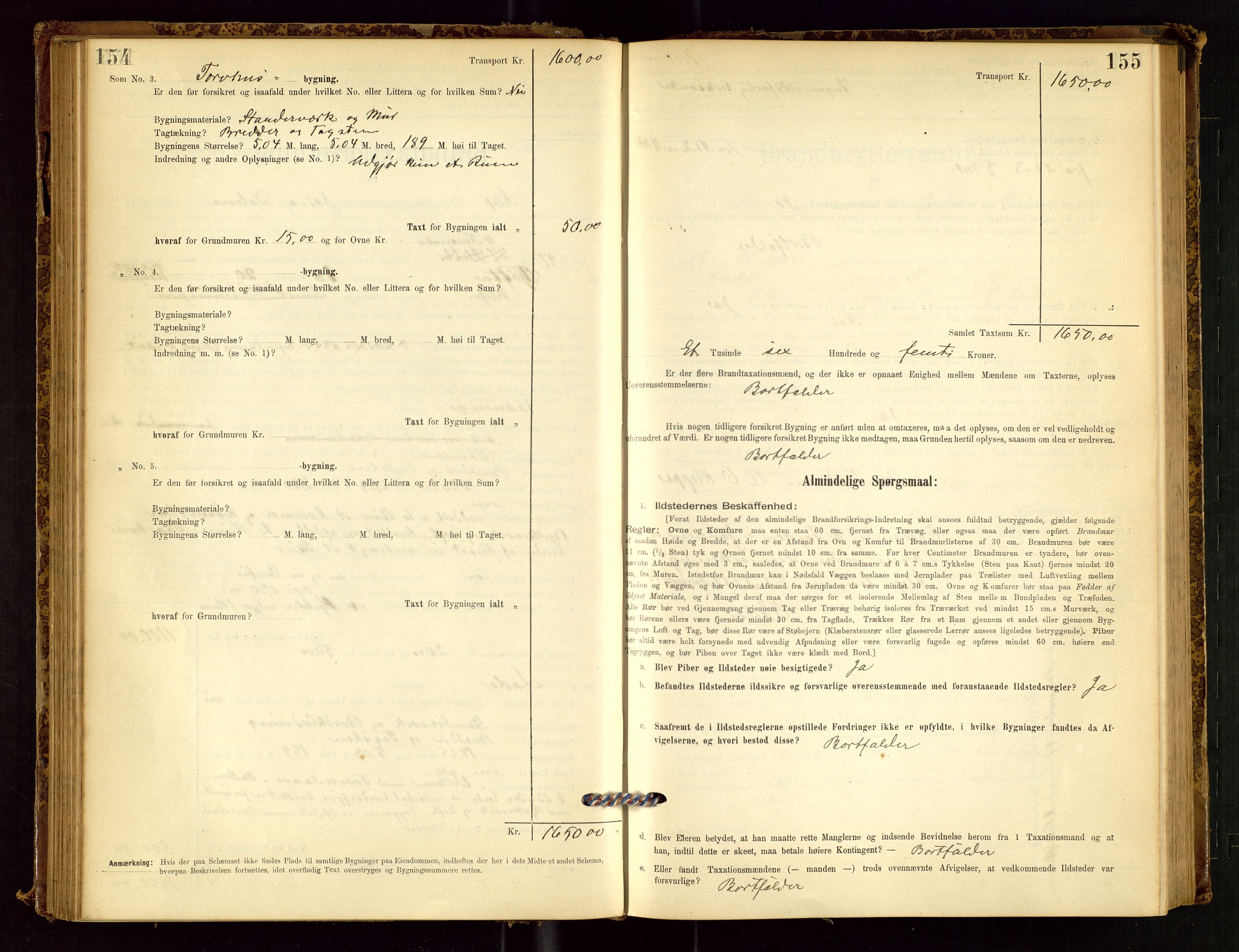 Klepp lensmannskontor, SAST/A-100163/Goc/L0001: "Brandtaxationsprotokol" m/register, 1895-1898, p. 154-155