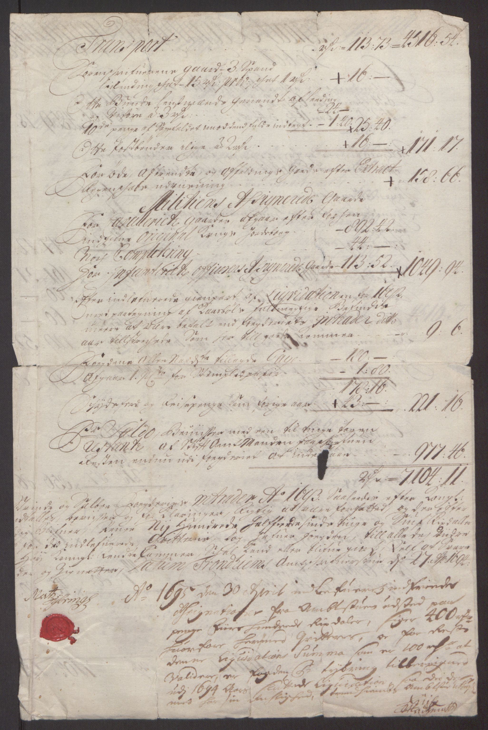 Rentekammeret inntil 1814, Reviderte regnskaper, Fogderegnskap, AV/RA-EA-4092/R61/L4104: Fogderegnskap Strinda og Selbu, 1693-1694, p. 18