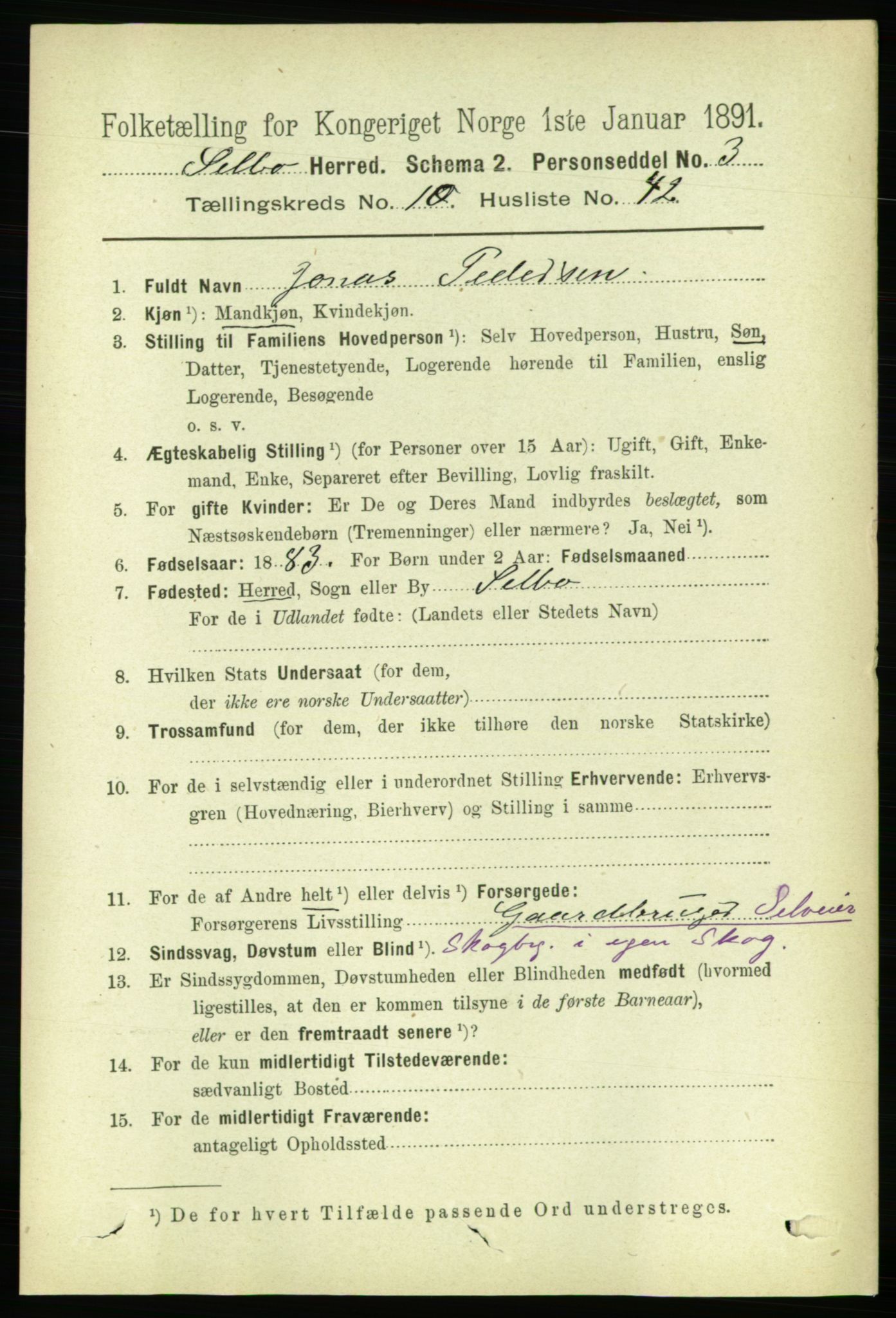 RA, 1891 census for 1664 Selbu, 1891, p. 3921