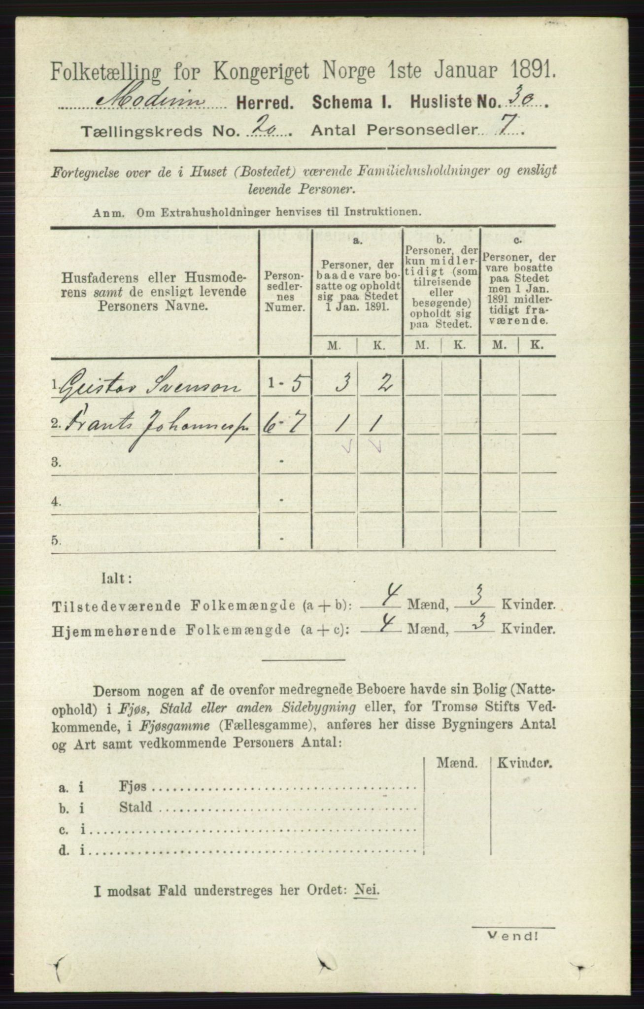 RA, 1891 census for 0623 Modum, 1891, p. 7791