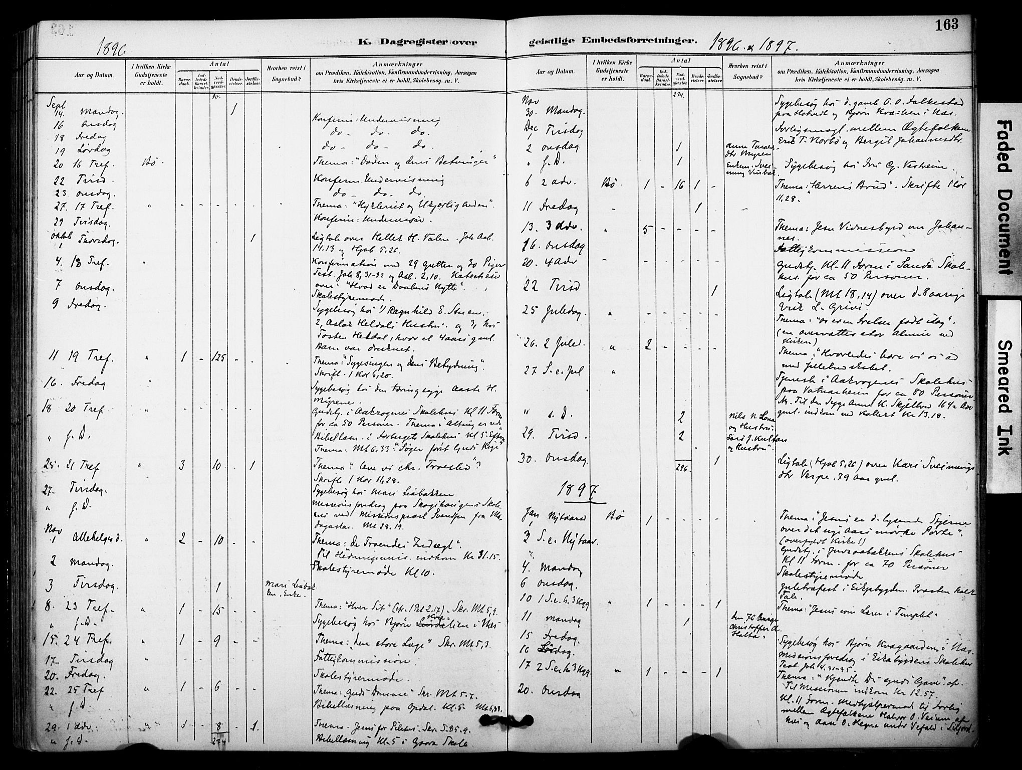 Bø kirkebøker, AV/SAKO-A-257/F/Fa/L0011: Parish register (official) no. 11, 1892-1900, p. 163