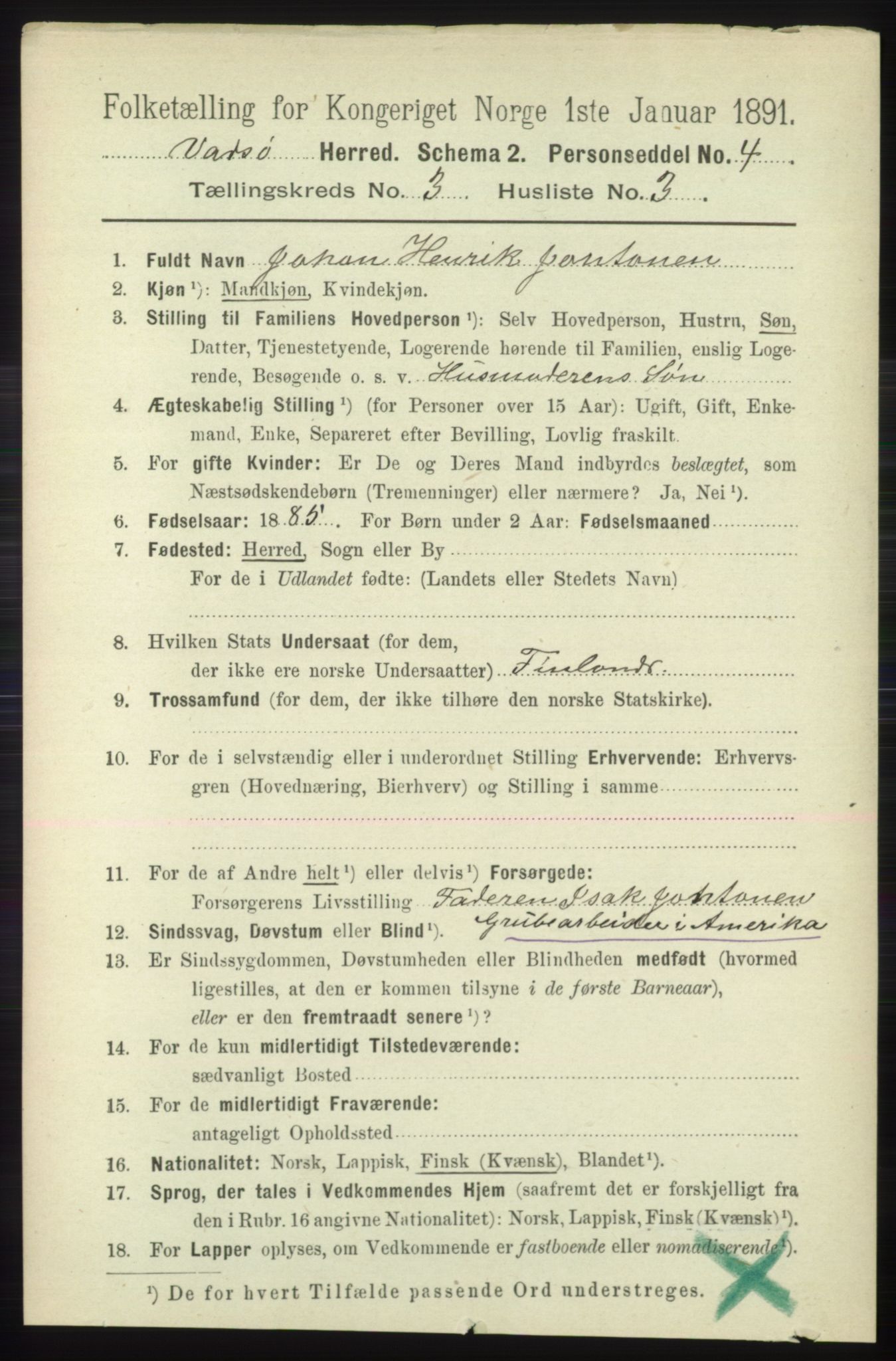 RA, 1891 census for 2029 Vadsø, 1891, p. 838