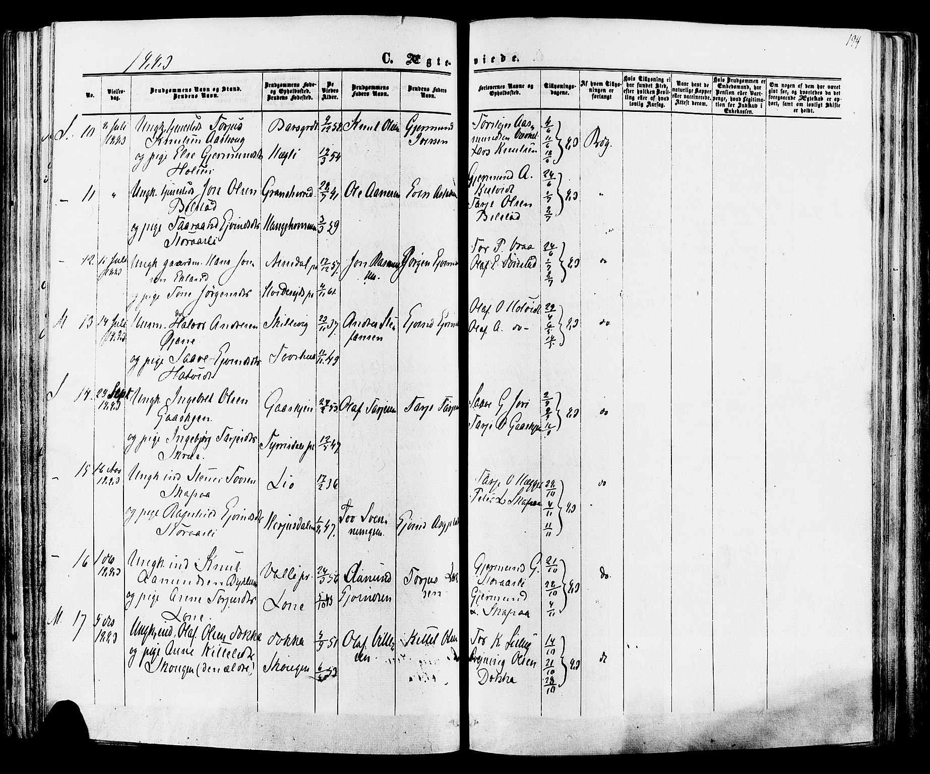 Mo kirkebøker, AV/SAKO-A-286/F/Fa/L0006: Parish register (official) no. I 6, 1865-1885, p. 194