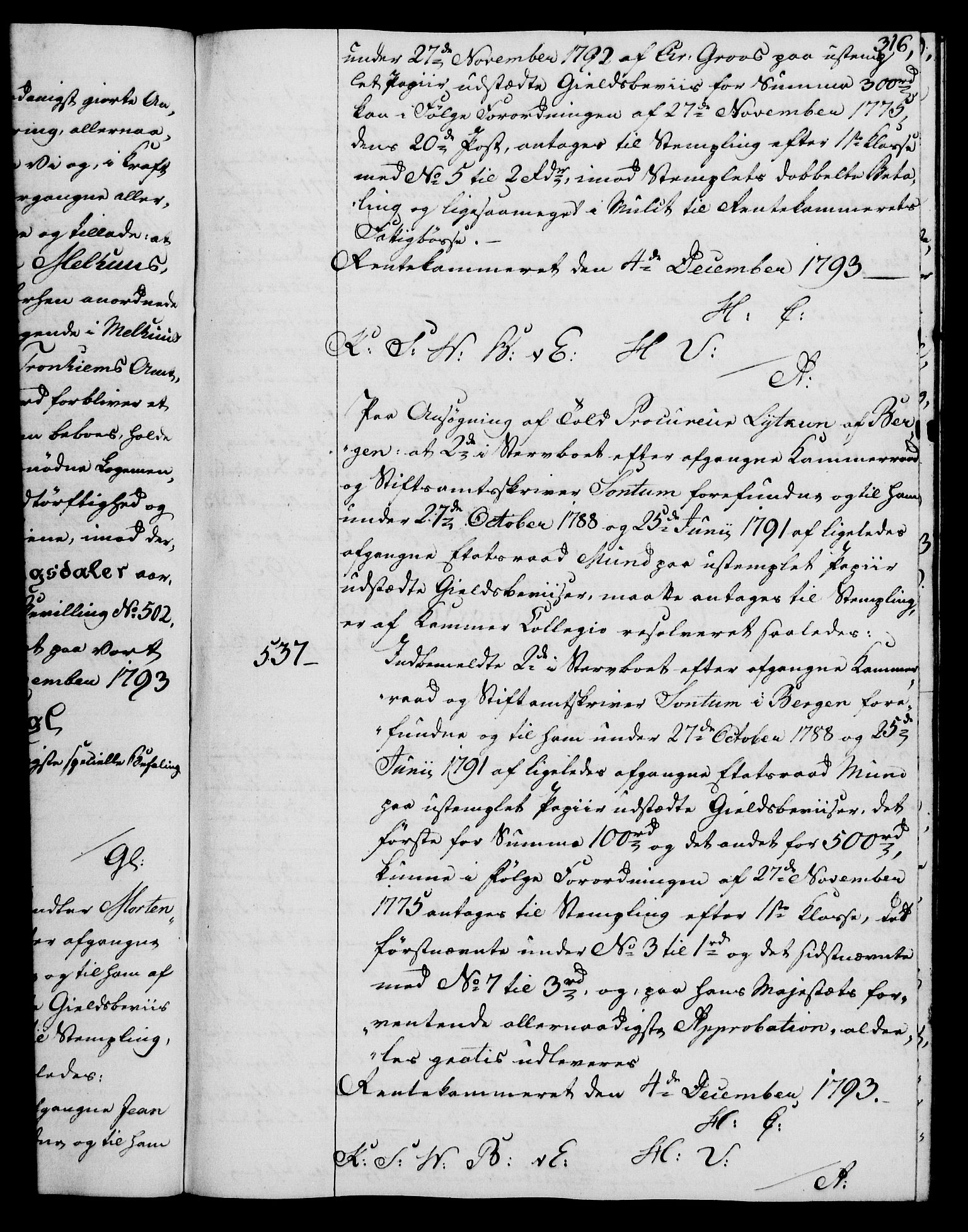 Rentekammeret, Kammerkanselliet, RA/EA-3111/G/Gg/Gga/L0015: Norsk ekspedisjonsprotokoll med register (merket RK 53.15), 1790-1791, p. 316