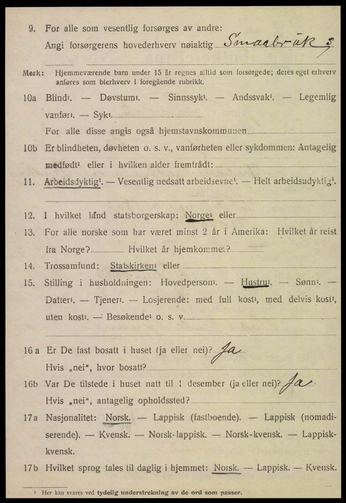 SAT, 1920 census for Verran, 1920, p. 1327