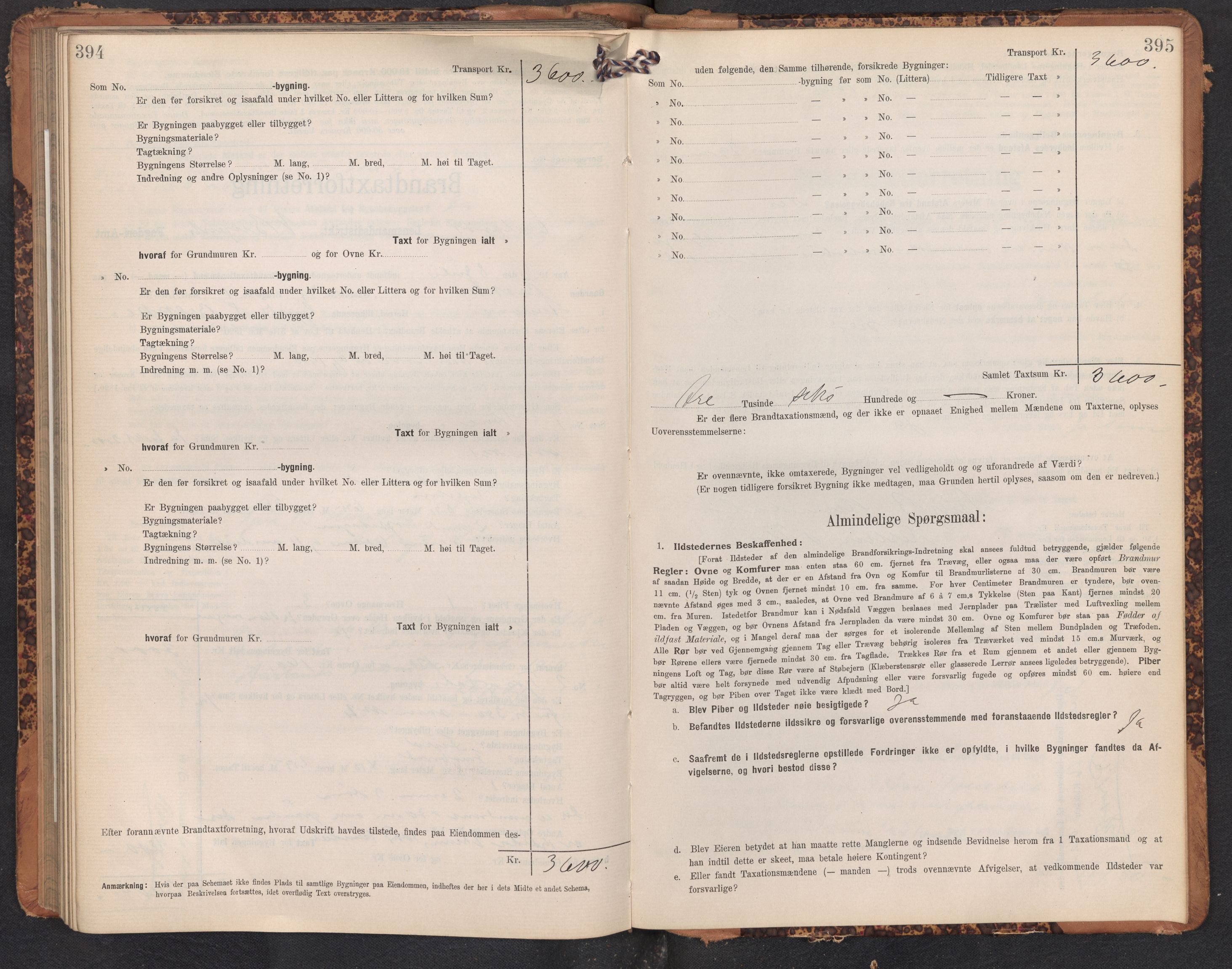 Lensmannen i Aurland, SAB/A-26401/0012/L0005: Branntakstprotokoll, skjematakst, 1909-1916, p. 394-395