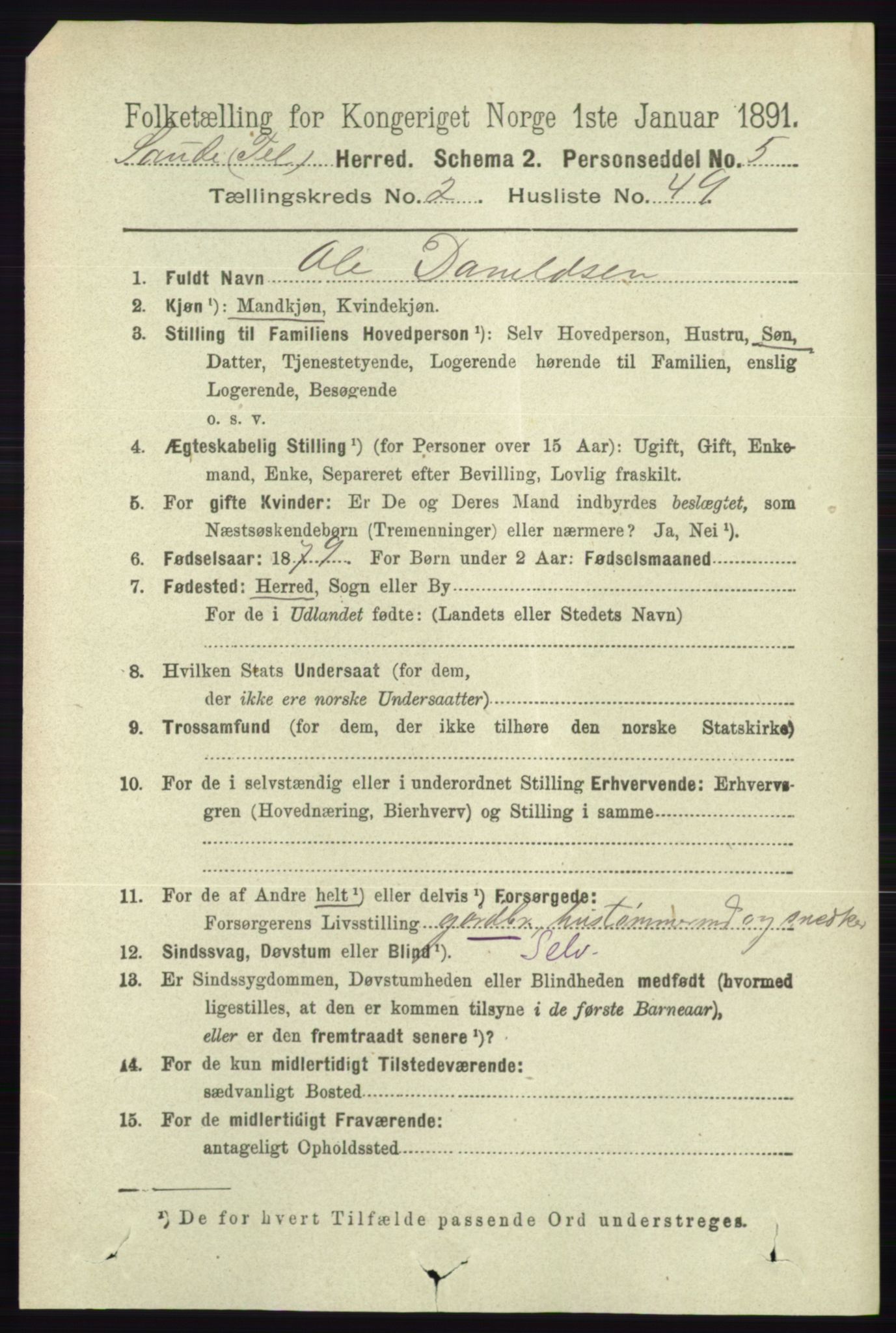 RA, 1891 census for 0822 Sauherad, 1891, p. 662