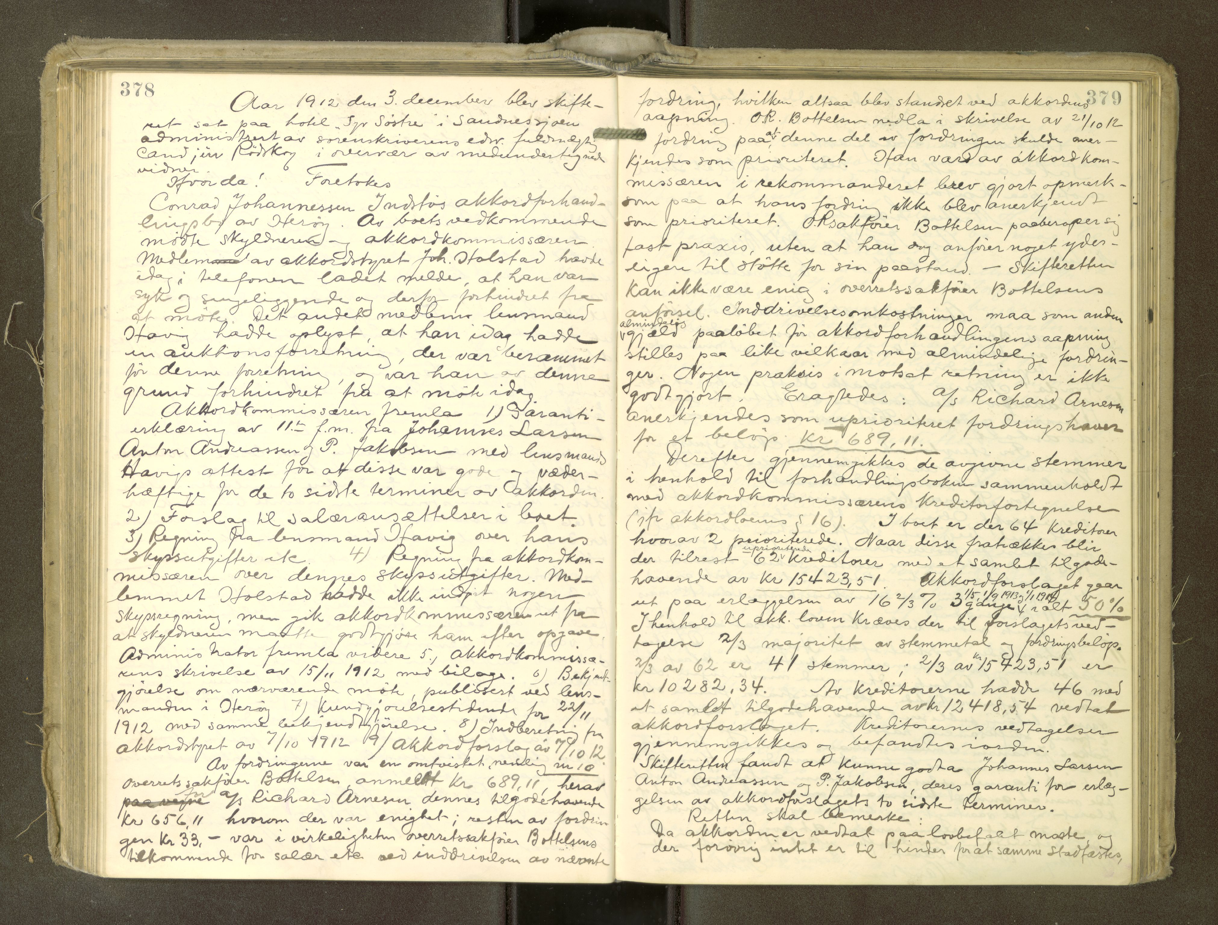 Søndre Helgeland sorenskriveri, AV/SAT-A-4575/1/3/3B/L0010: Skiftebehandlingsprotokoll, 1911-1914, p. 378-379