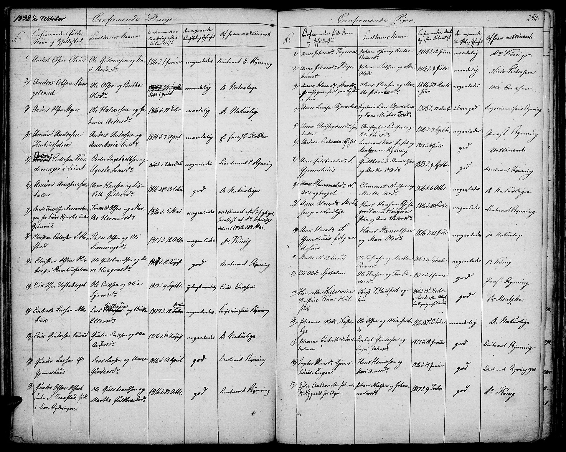 Vinger prestekontor, AV/SAH-PREST-024/H/Ha/Haa/L0007: Parish register (official) no. 7, 1826-1839, p. 256