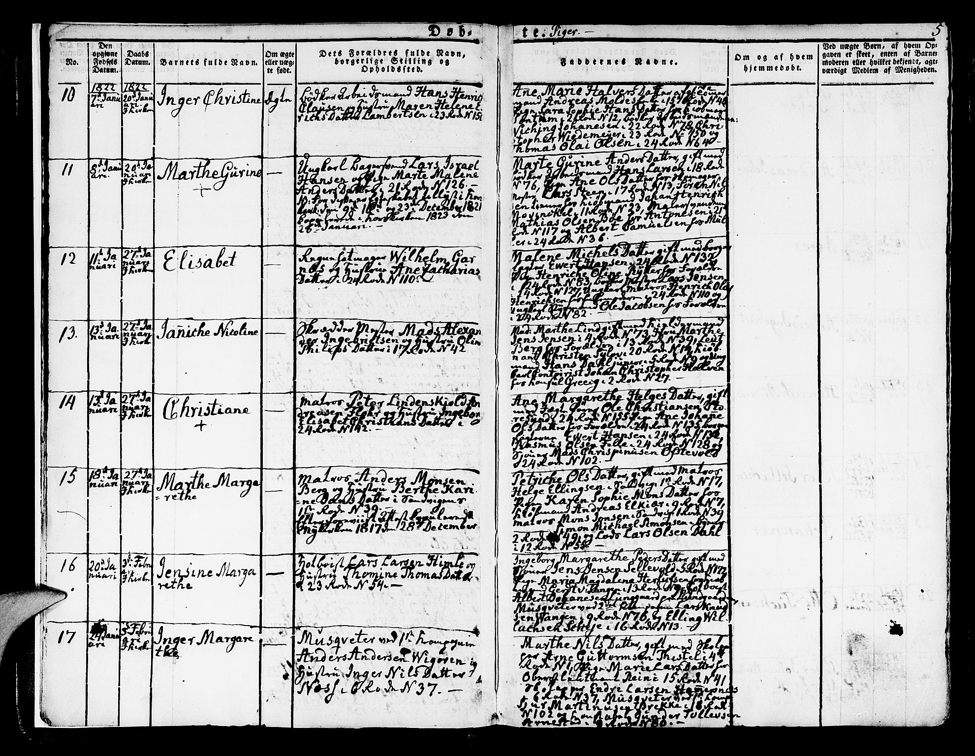 Korskirken sokneprestembete, AV/SAB-A-76101/H/Hab: Parish register (copy) no. A 3, 1821-1831, p. 5