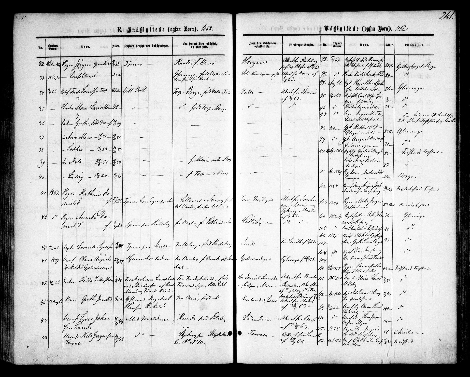Tune prestekontor Kirkebøker, SAO/A-2007/F/Fa/L0013: Parish register (official) no. 13, 1859-1863, p. 261