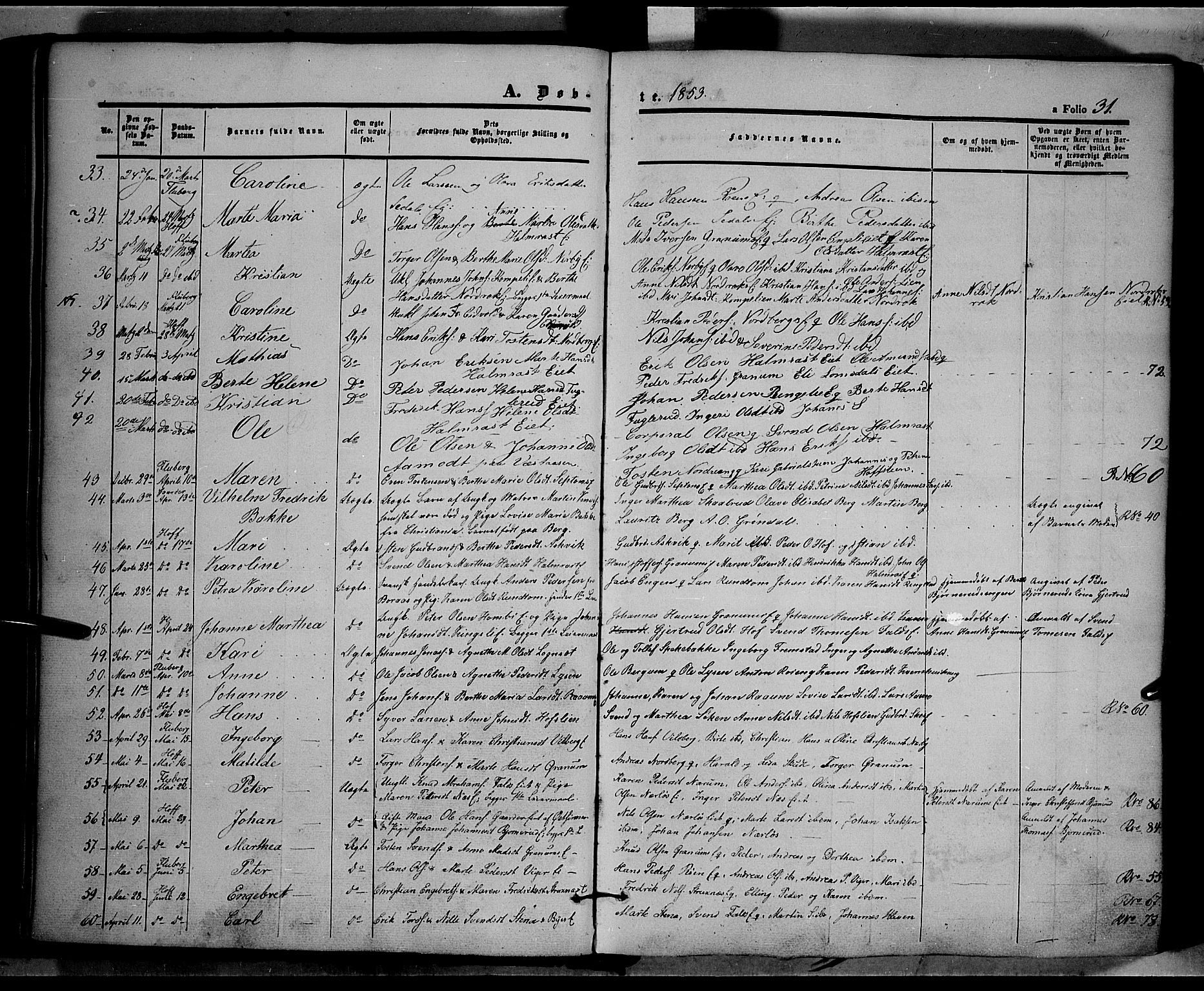 Land prestekontor, AV/SAH-PREST-120/H/Ha/Haa/L0009: Parish register (official) no. 9, 1847-1859, p. 31