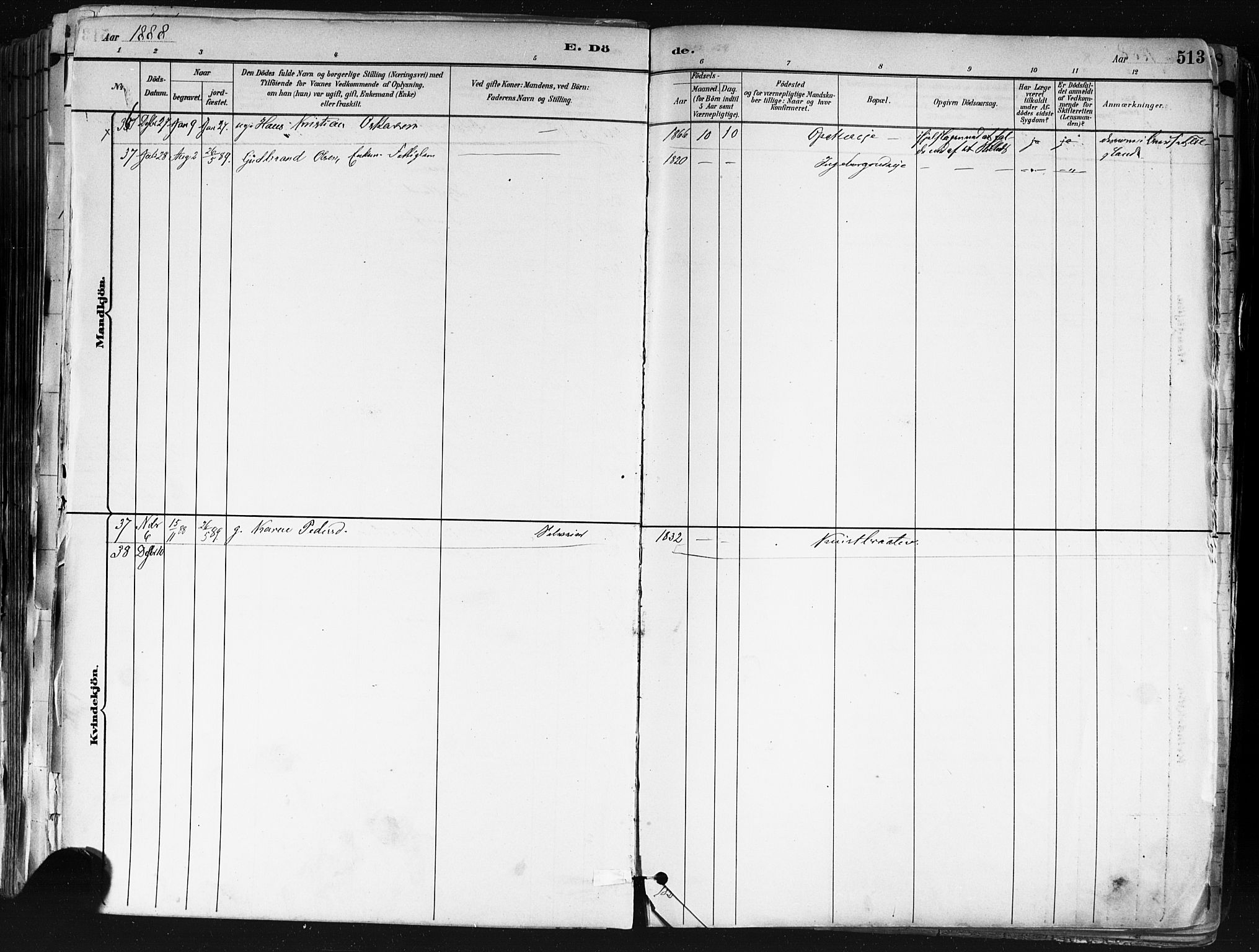 Nes prestekontor Kirkebøker, AV/SAO-A-10410/F/Fa/L0010: Parish register (official) no. I 10, 1883-1898, p. 513