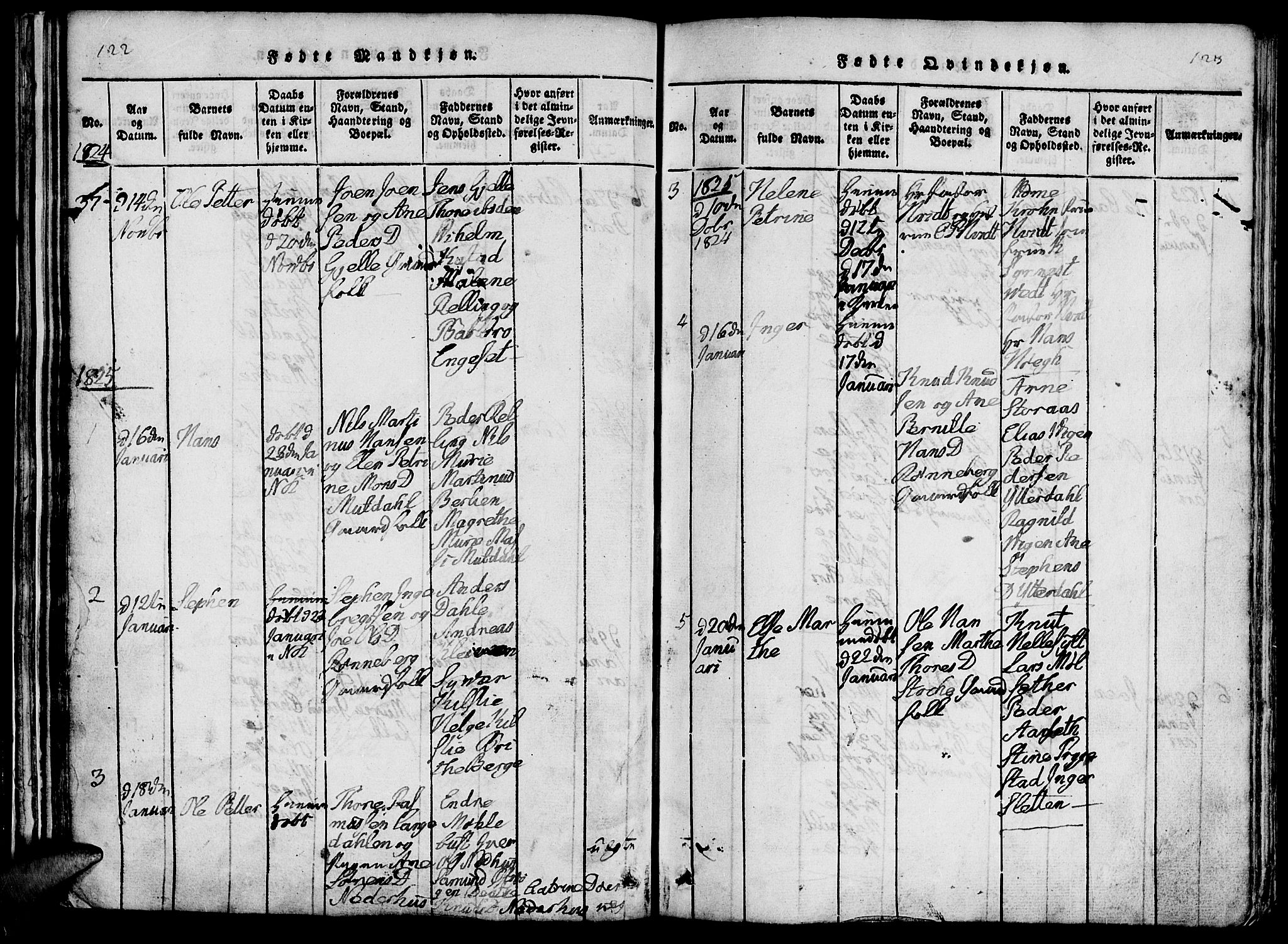 Ministerialprotokoller, klokkerbøker og fødselsregistre - Møre og Romsdal, AV/SAT-A-1454/519/L0260: Parish register (copy) no. 519C01, 1817-1829, p. 122-123