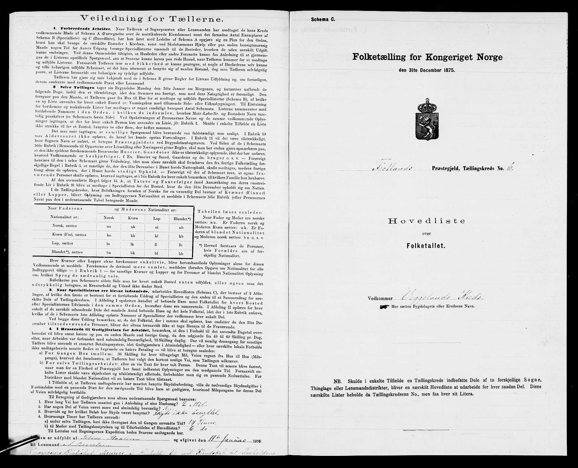 SAK, 1875 census for 1036P Fjotland, 1875, p. 13